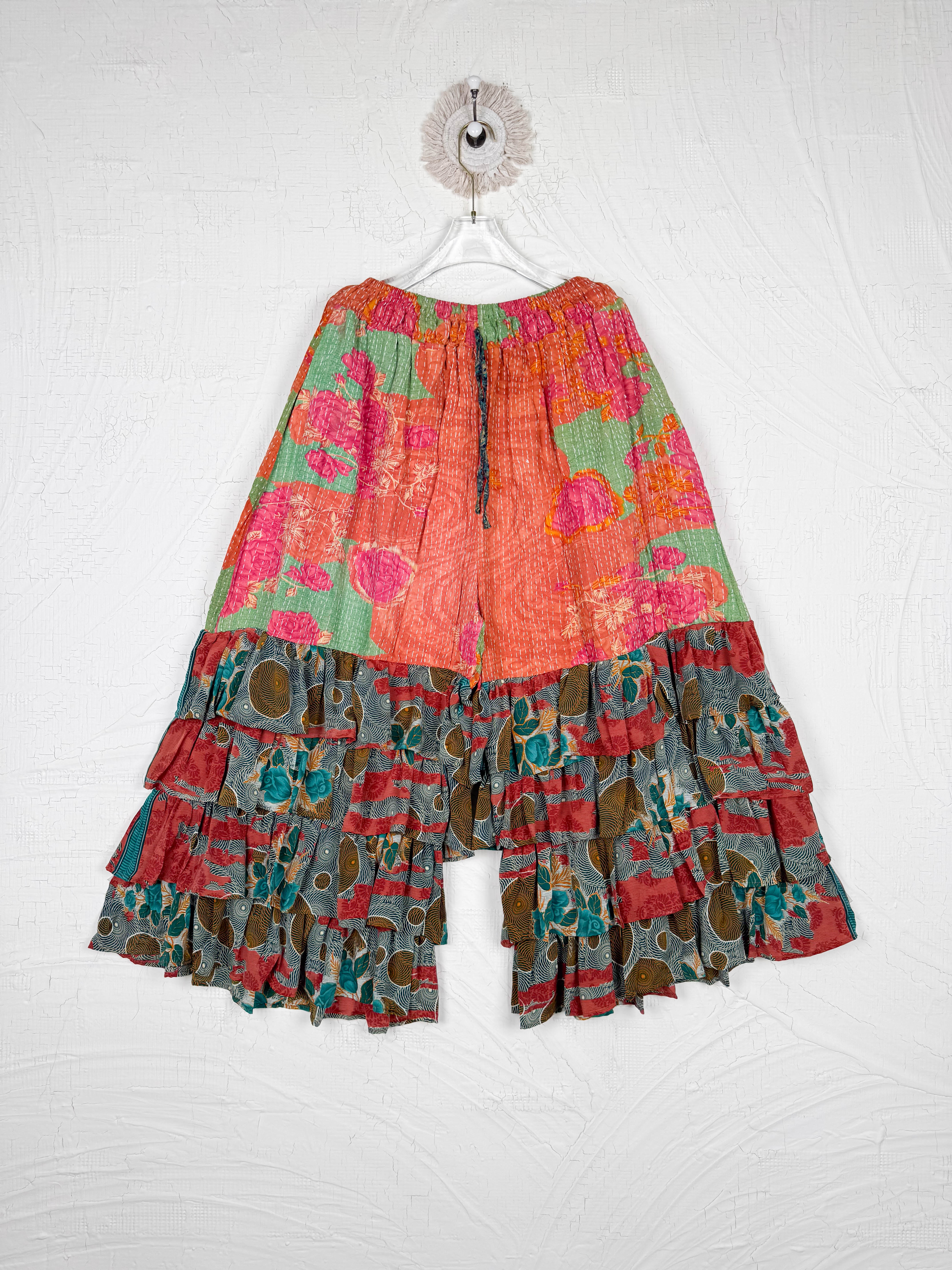 Bohemian Ruffle Kantha pants - Love Protect Sustain