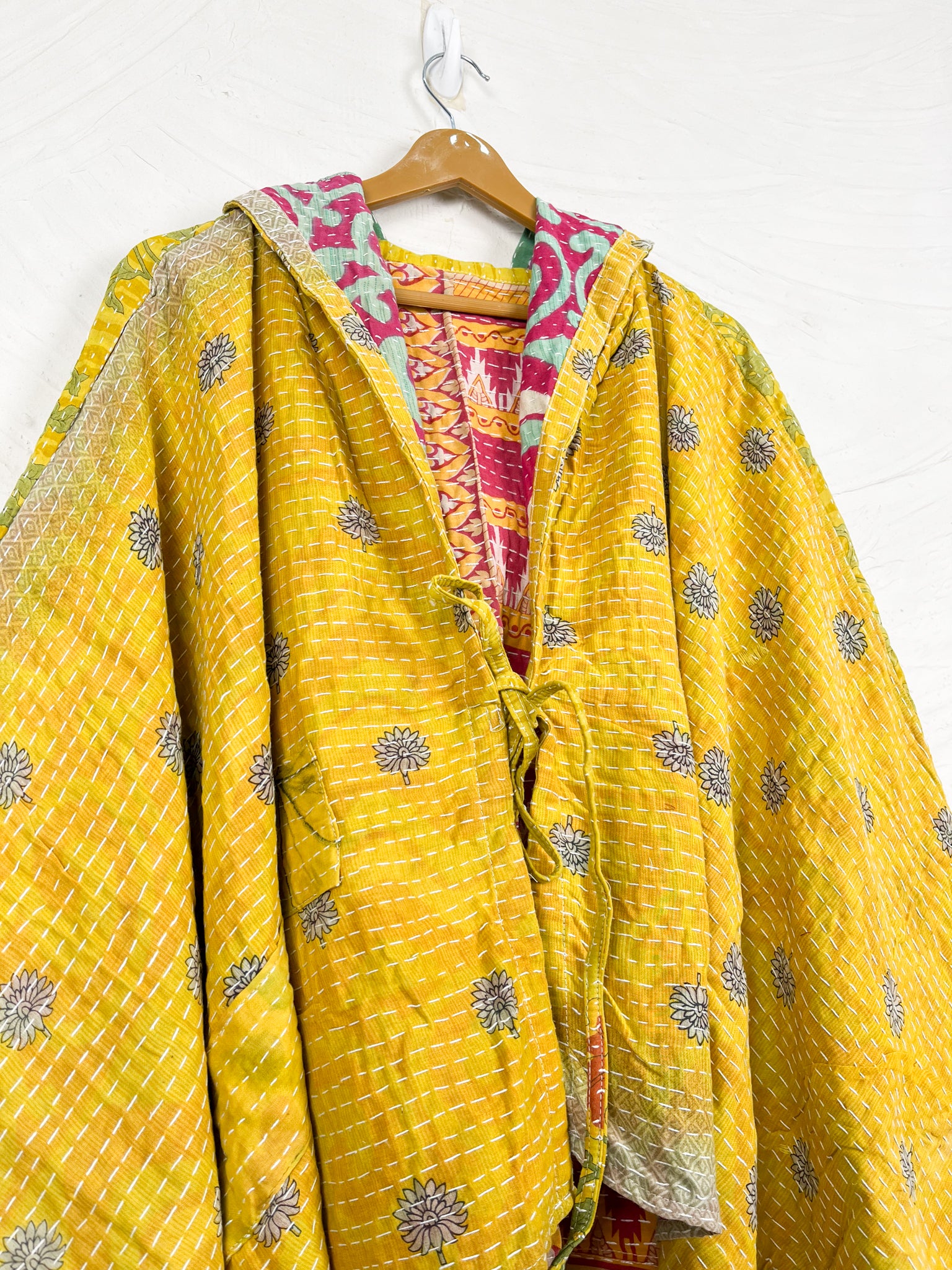 Yellow Kantha Poncho - Love Protect Sustain 