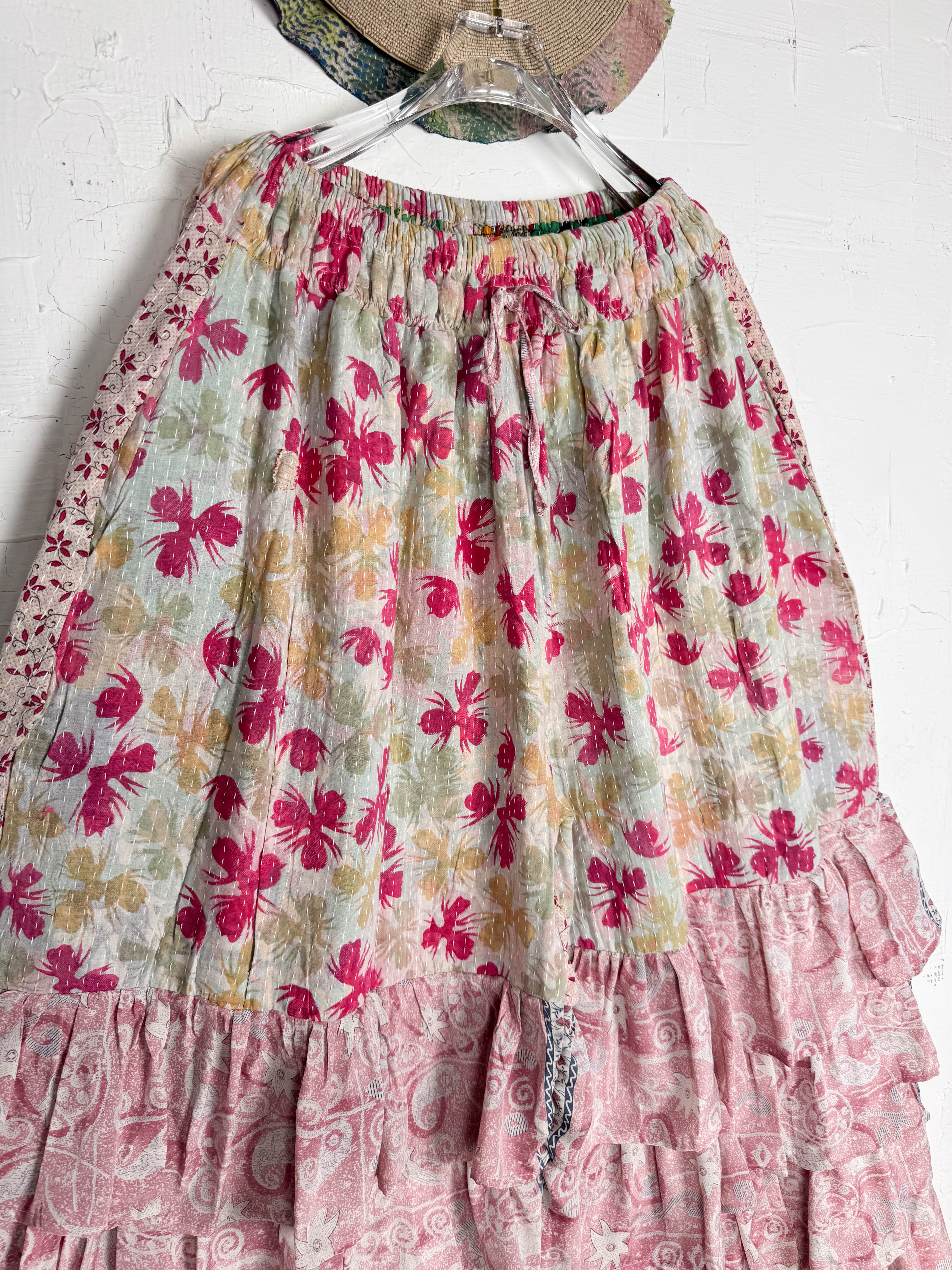 Bohemian silk frill pants resort - Love Protect Sustain