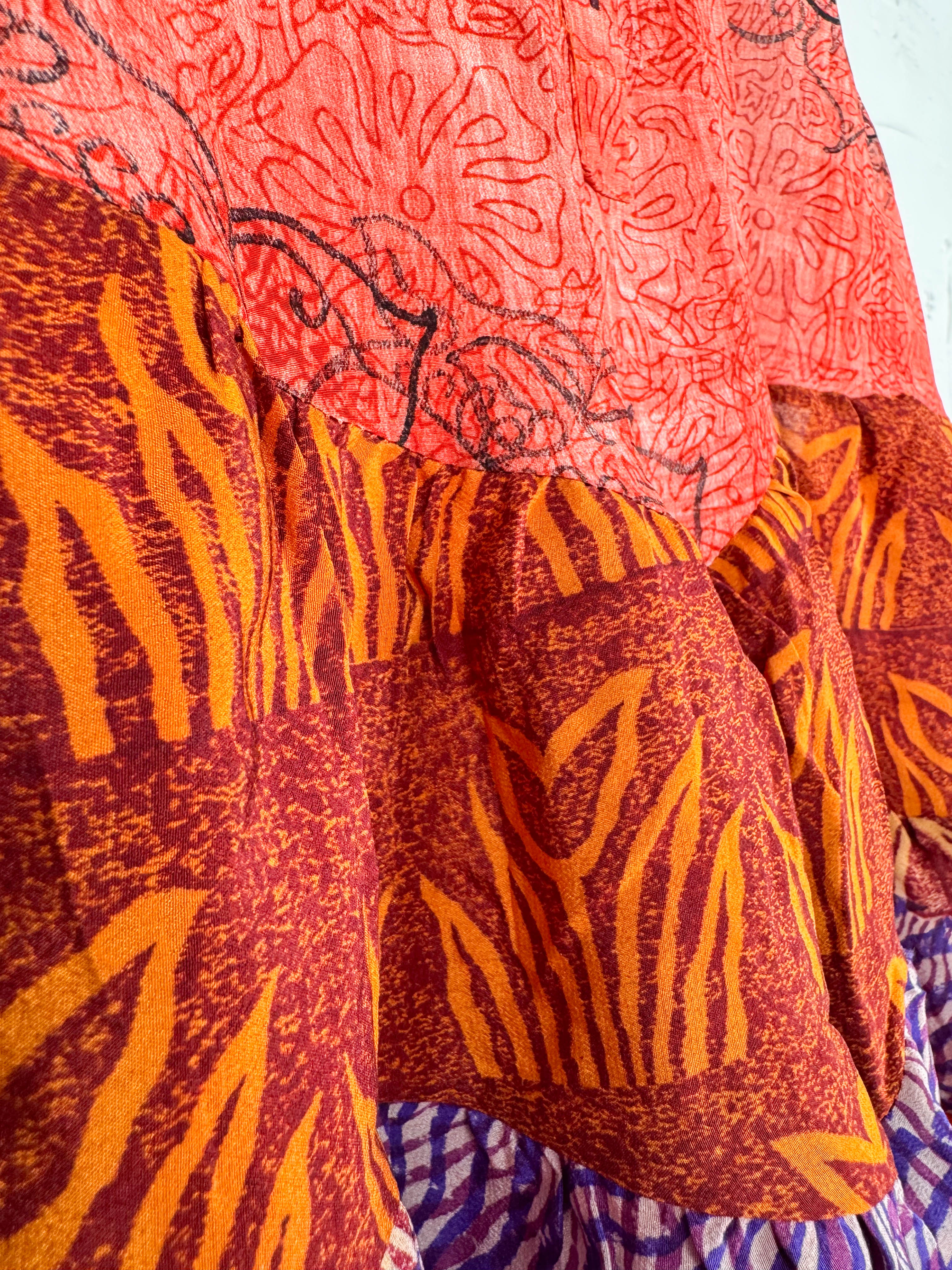 Bohemian silk patchwork Top - Love Protect Sustain