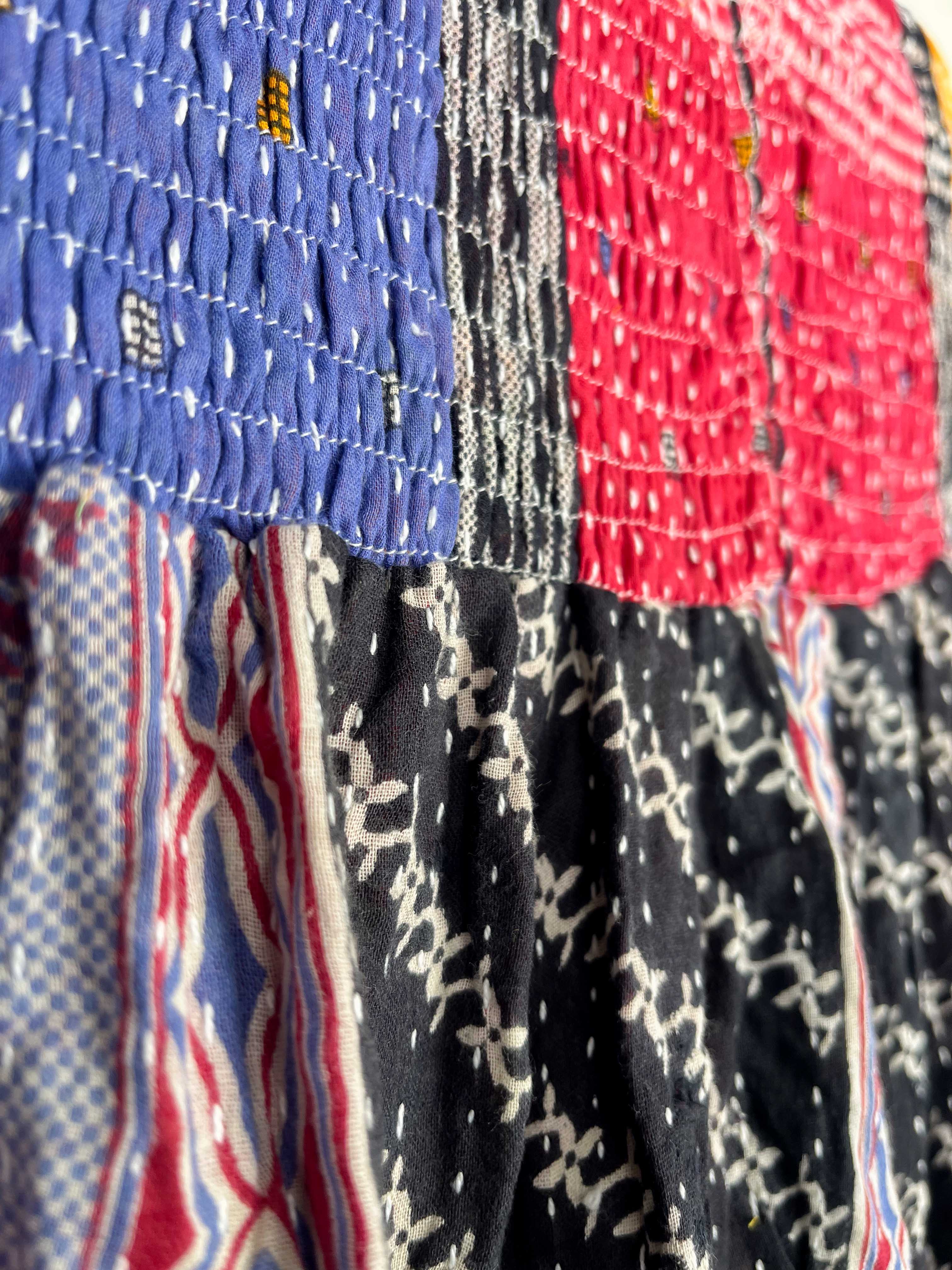 Boho patchwork skirt blue - Love Protect Sustain