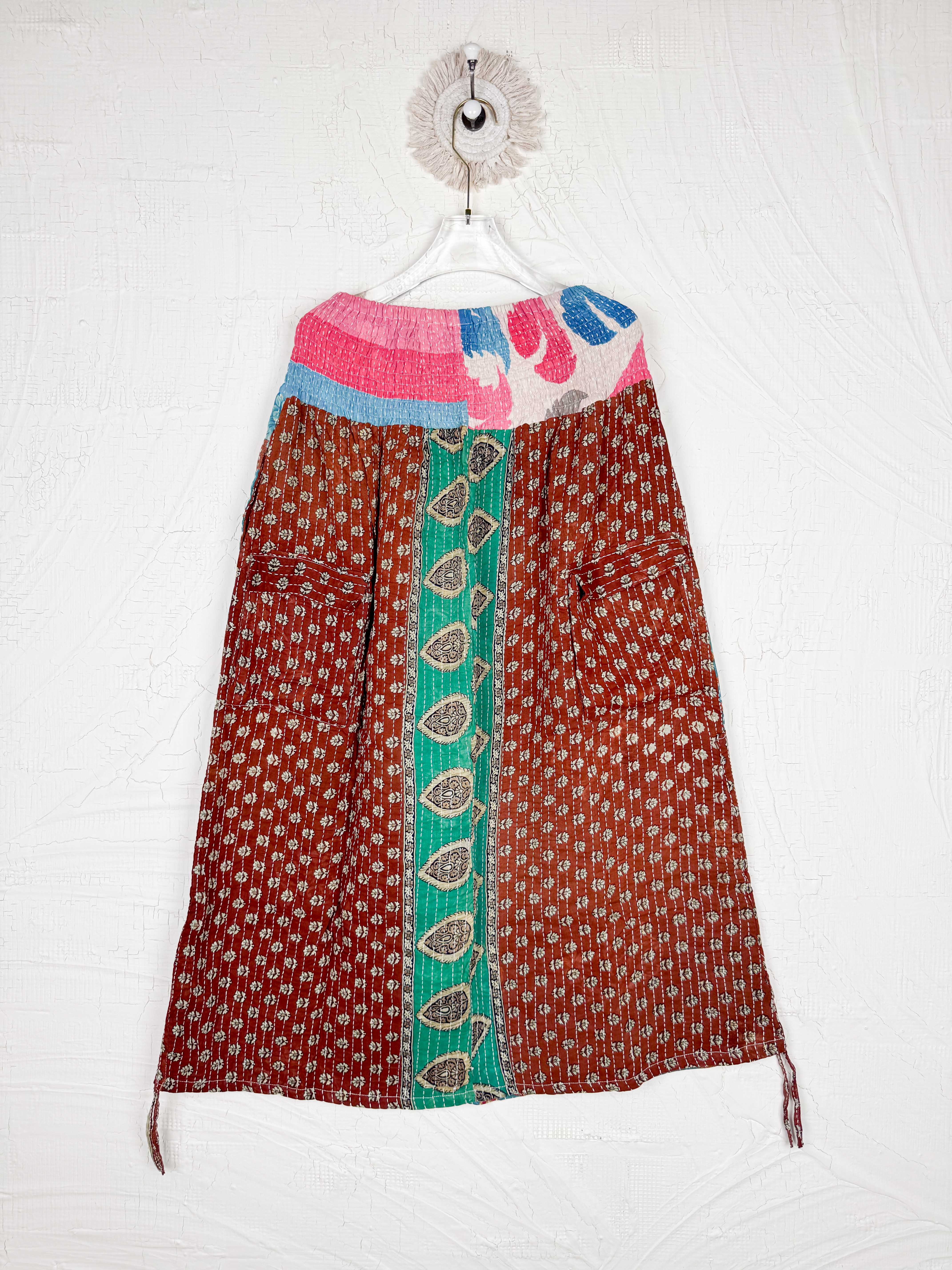 Boho patchwork skirt blue - Love Protect Sustain