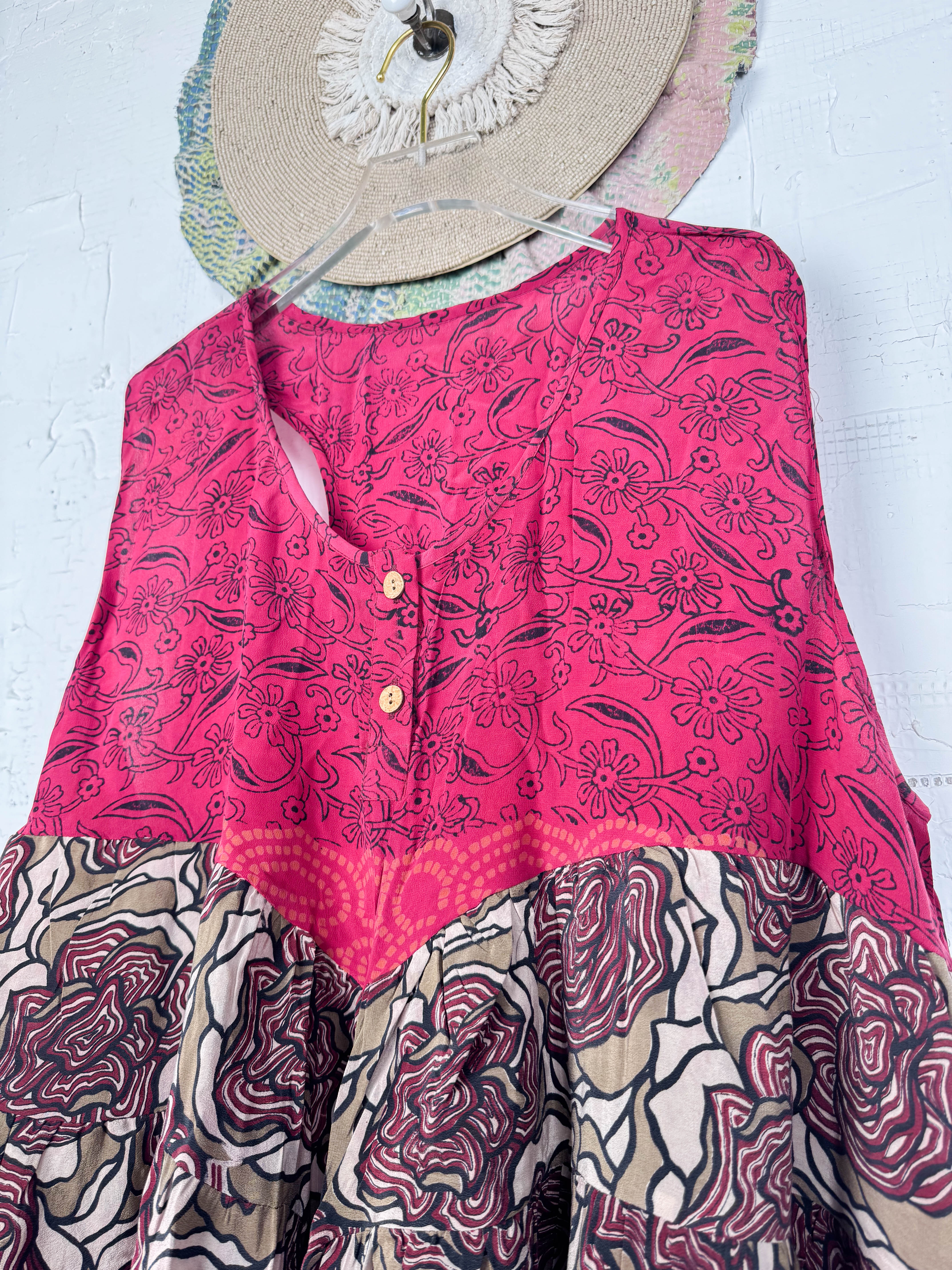 Boho silk patchwork top - Love Protect Sustain