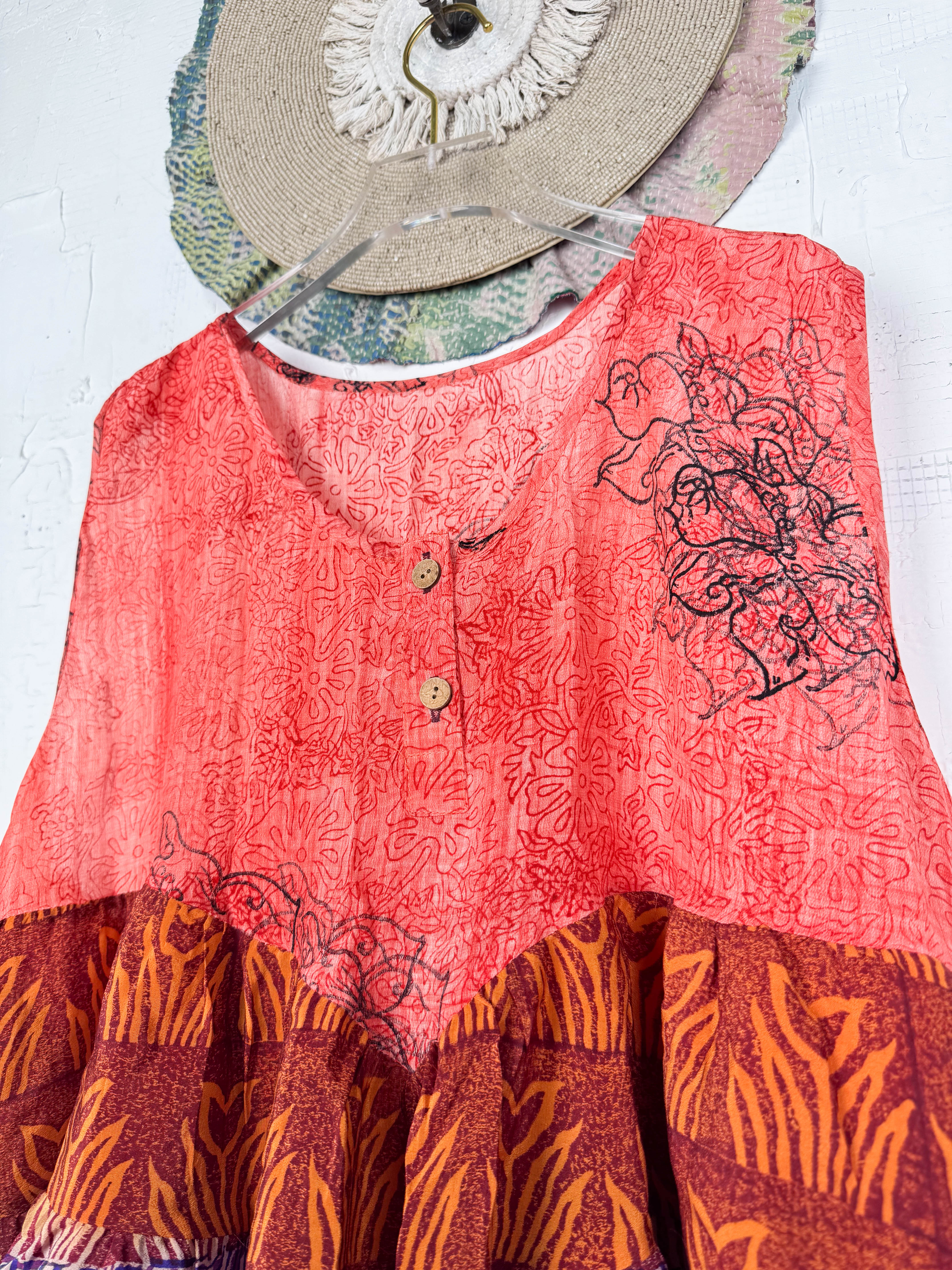 Boho silk patchwork top - Love Protect Sustain