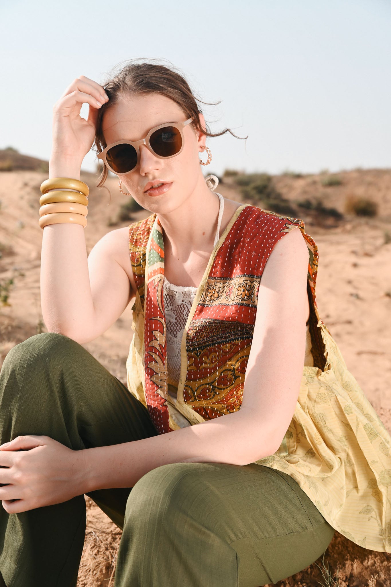 Boho vintage silk vest - Love Protect Sustain