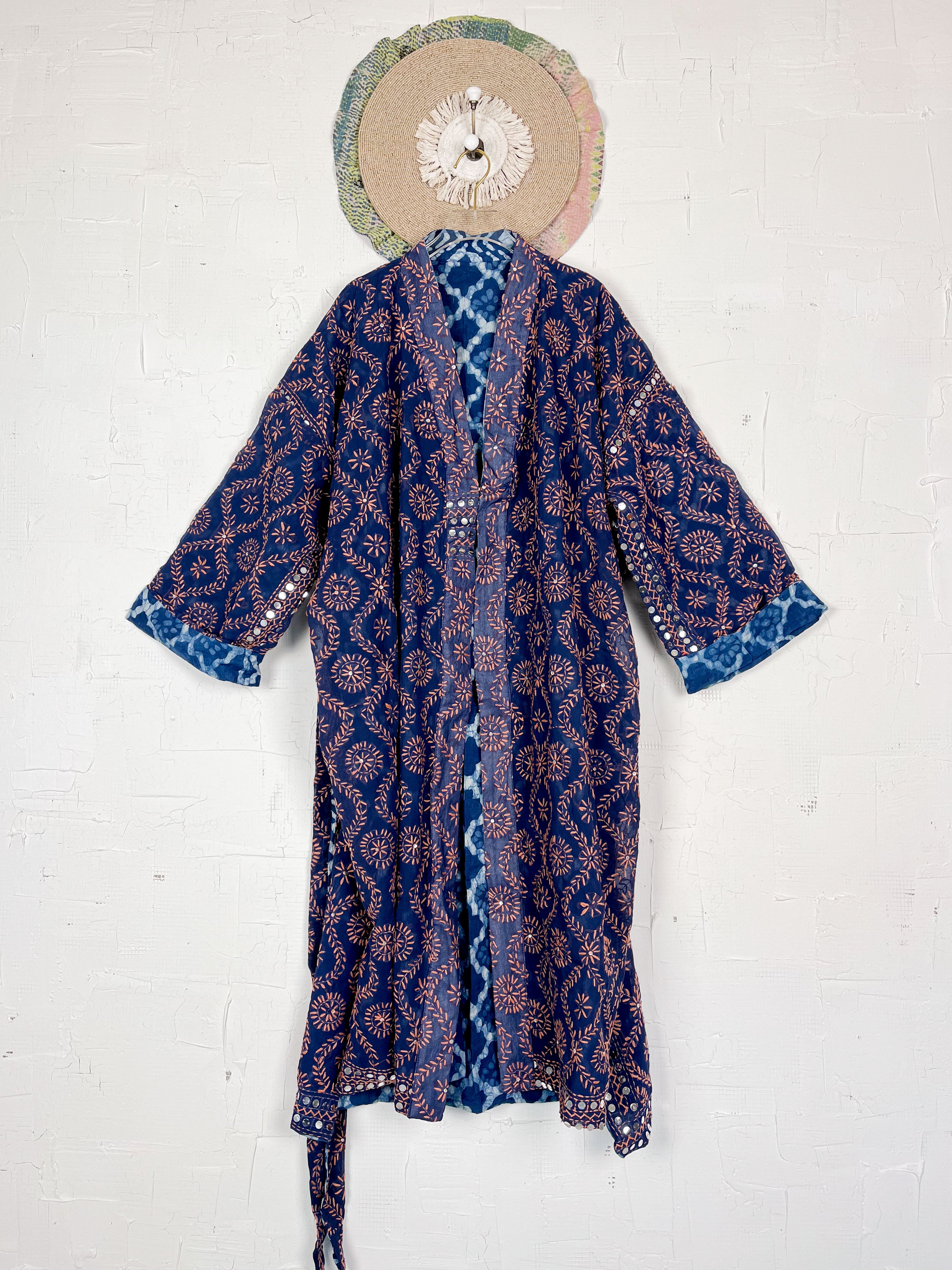 Embroidered kimono robe - Love Protect Sustain