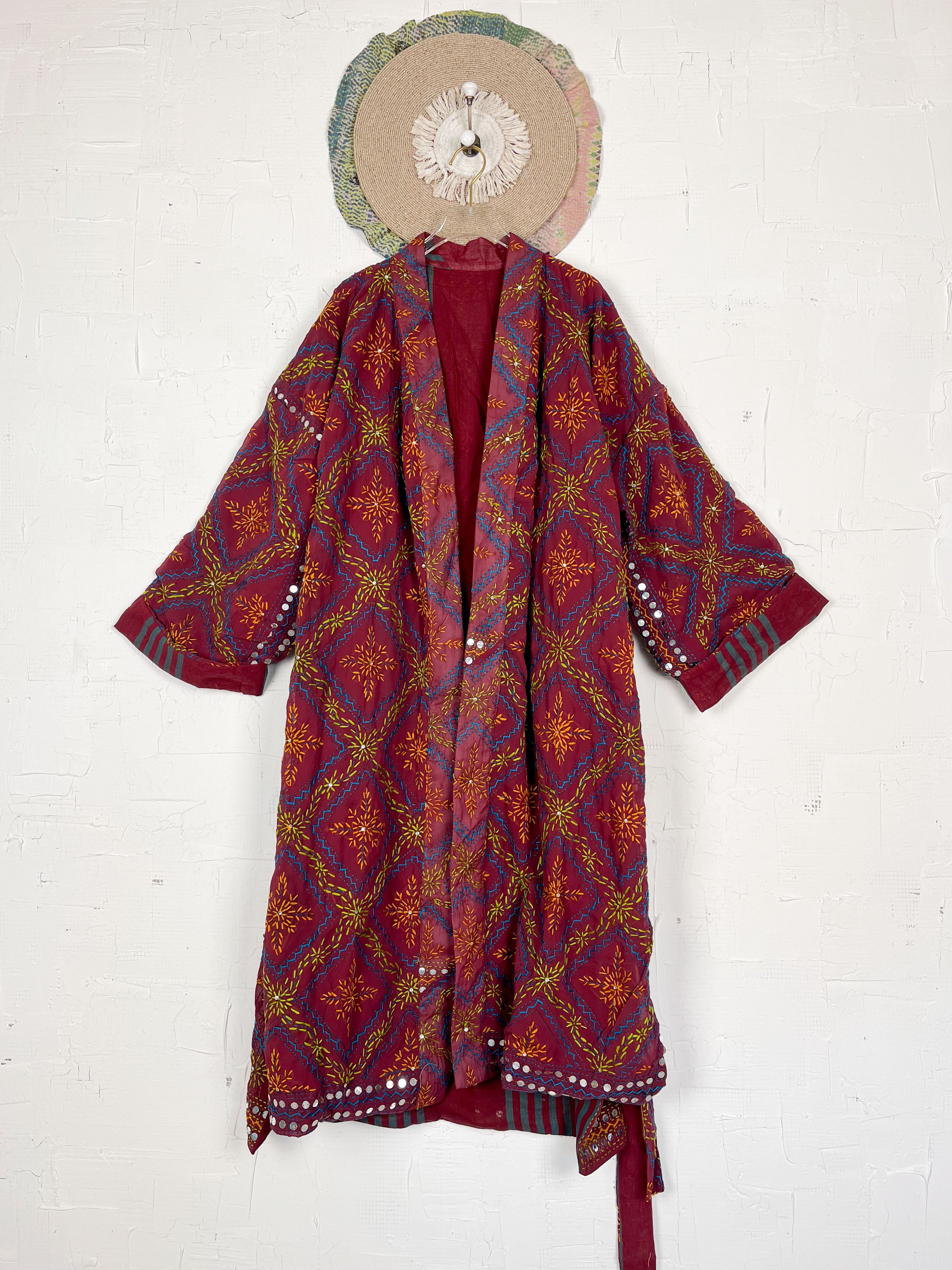 Embroidered kimono robe - Love Protect Sustain