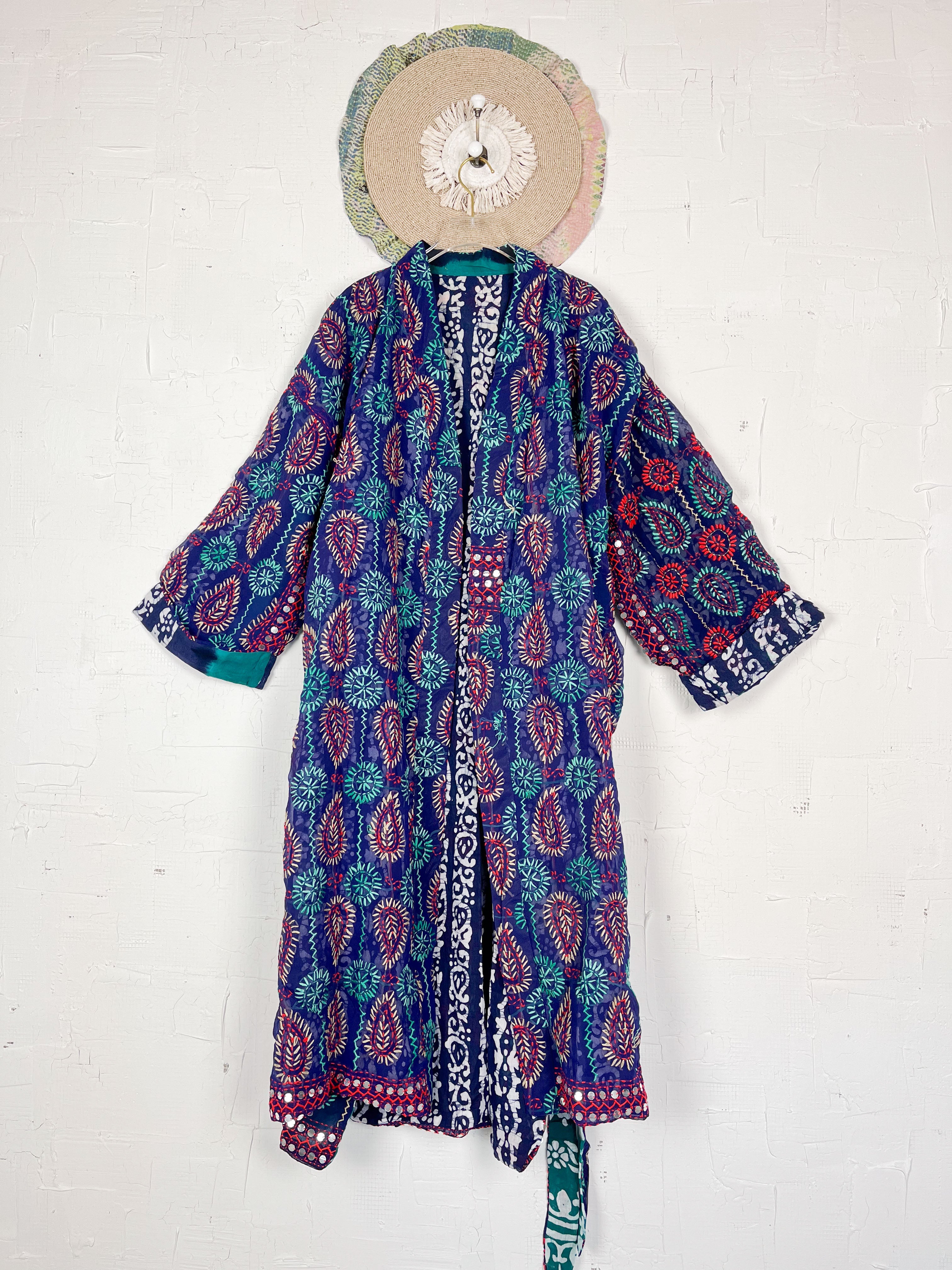 Embroidered kimono robe - Love Protect Sustain