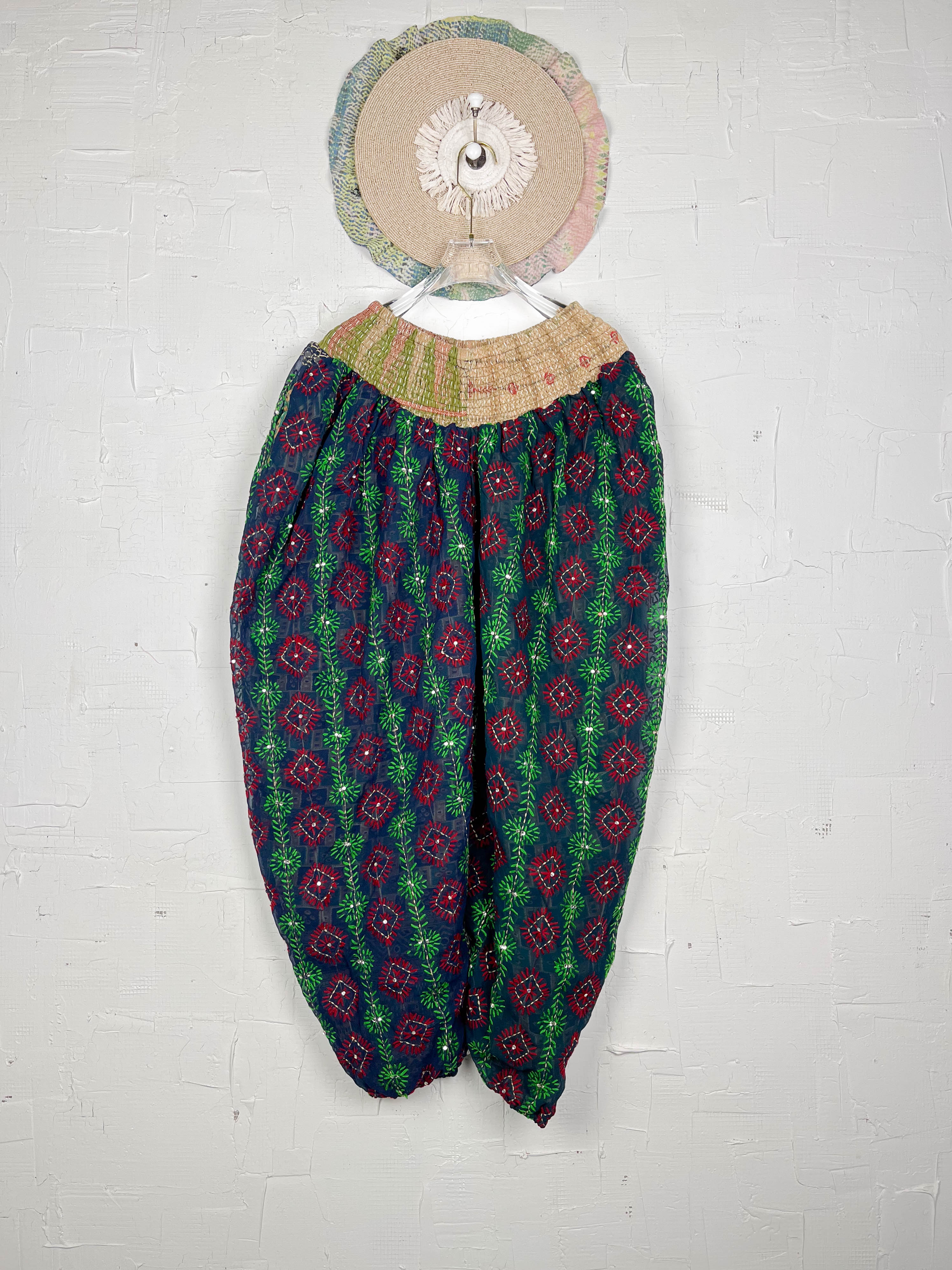 Embroidered pants for spiritual connection- Love Protect Sustain 