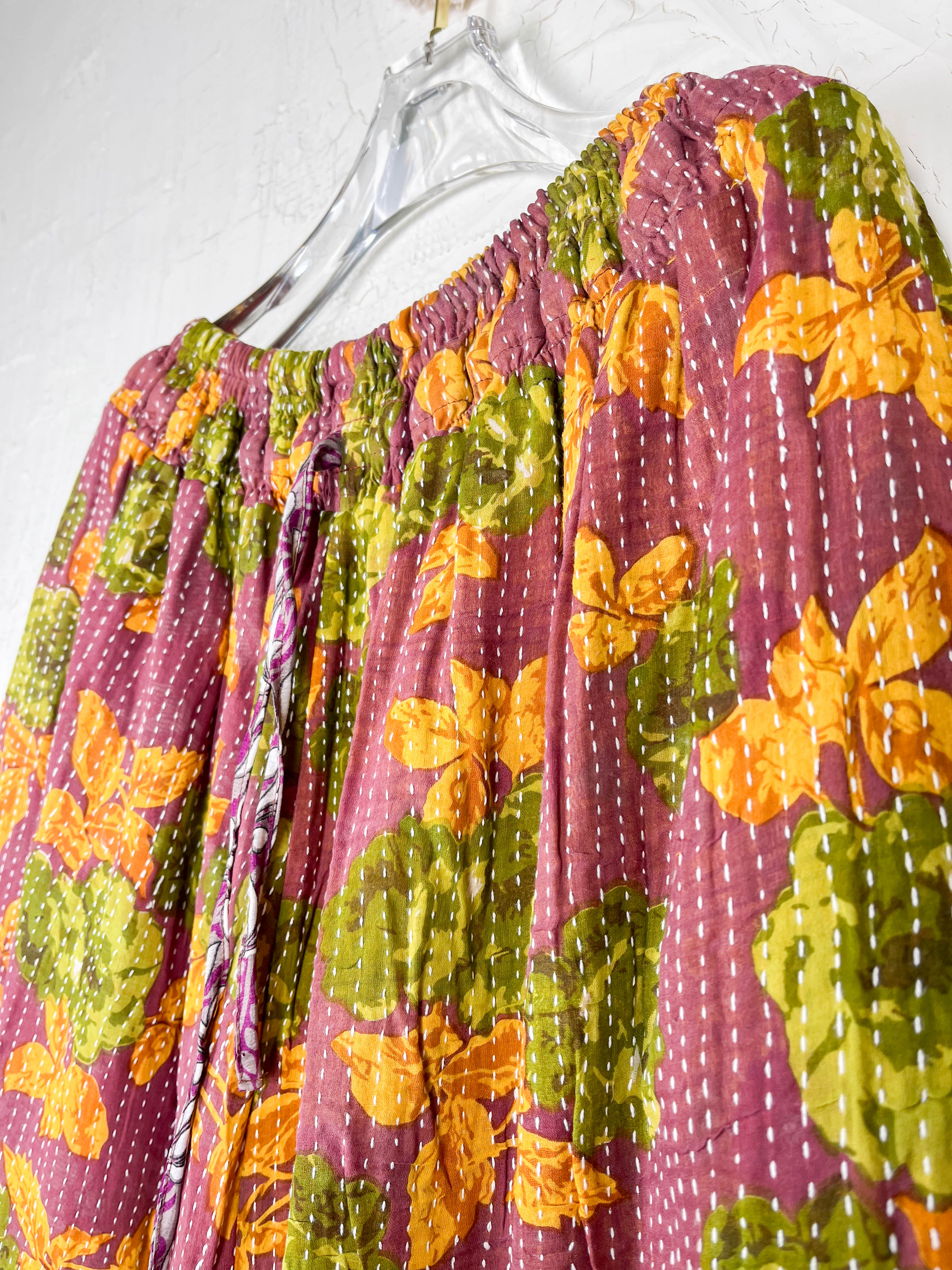 Floral Kantha Ruffle Pants - Love Protect Sustain