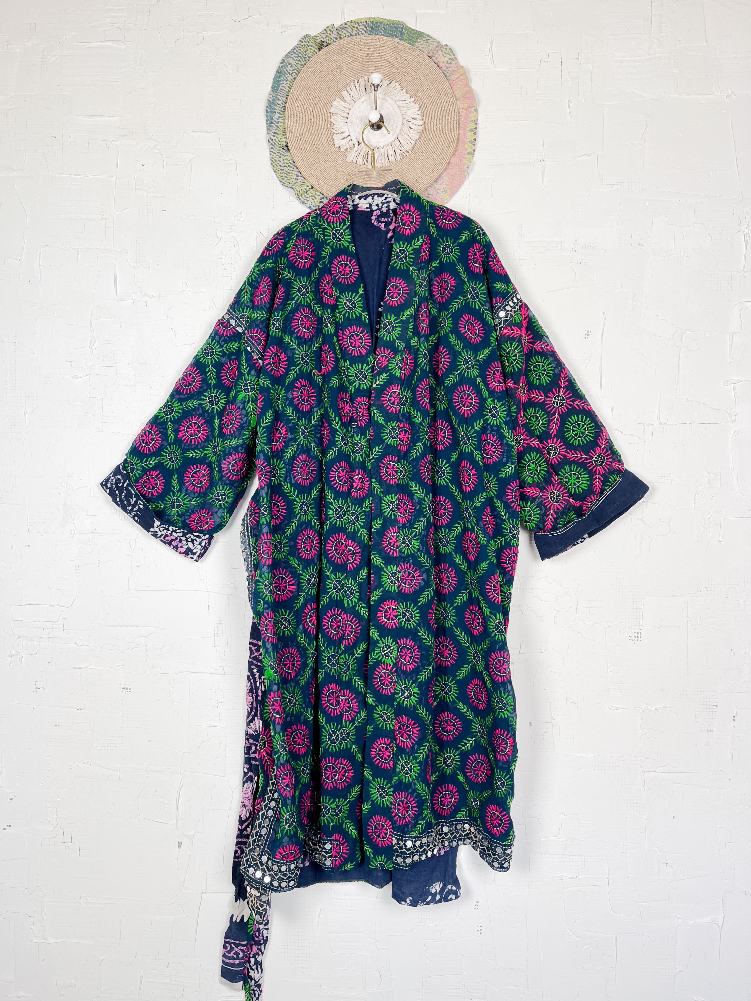 Floral Phulkari kimono - Love Protect Sustain