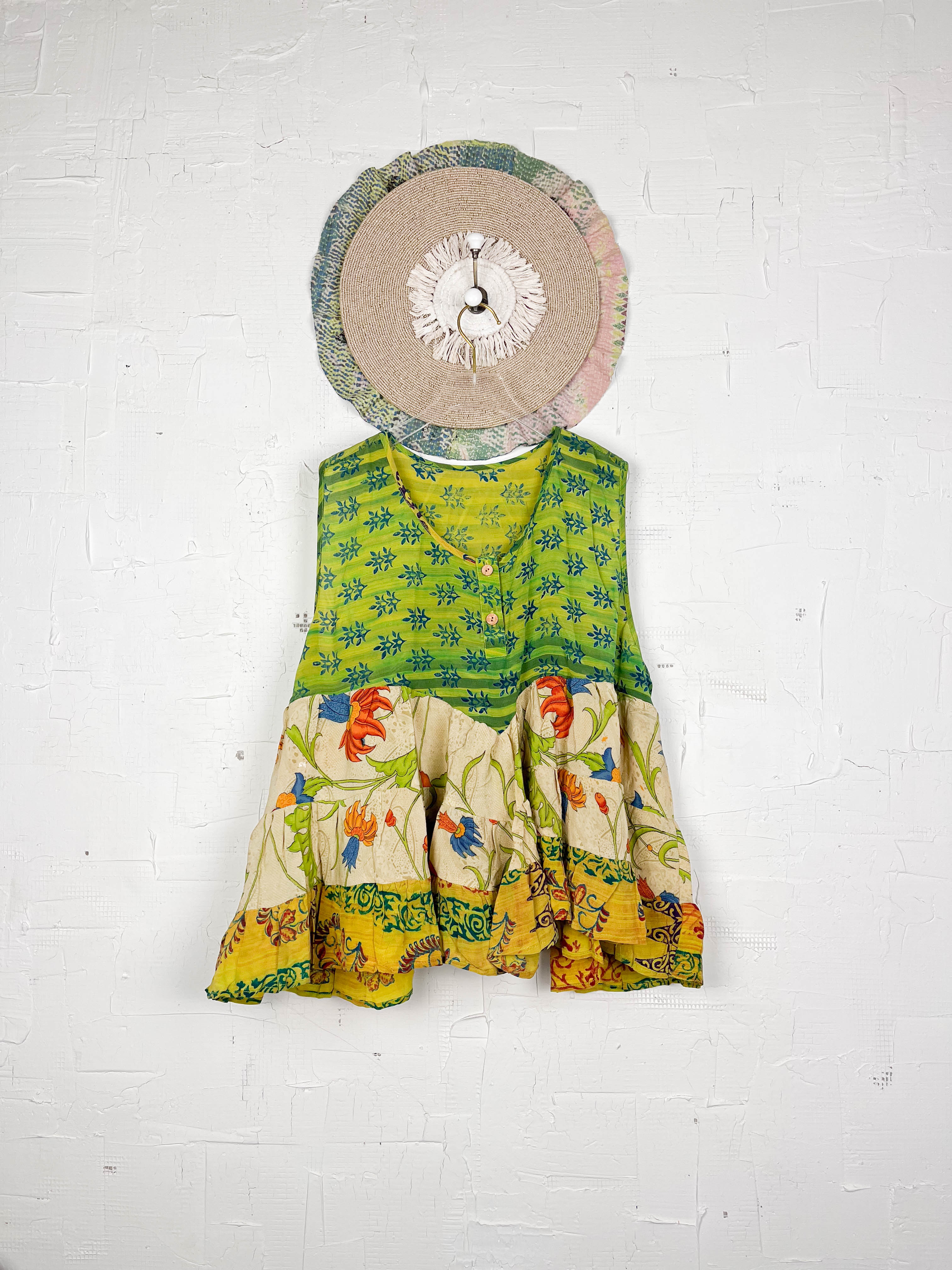 Green Floral Silk Top - Love Protect Sustain