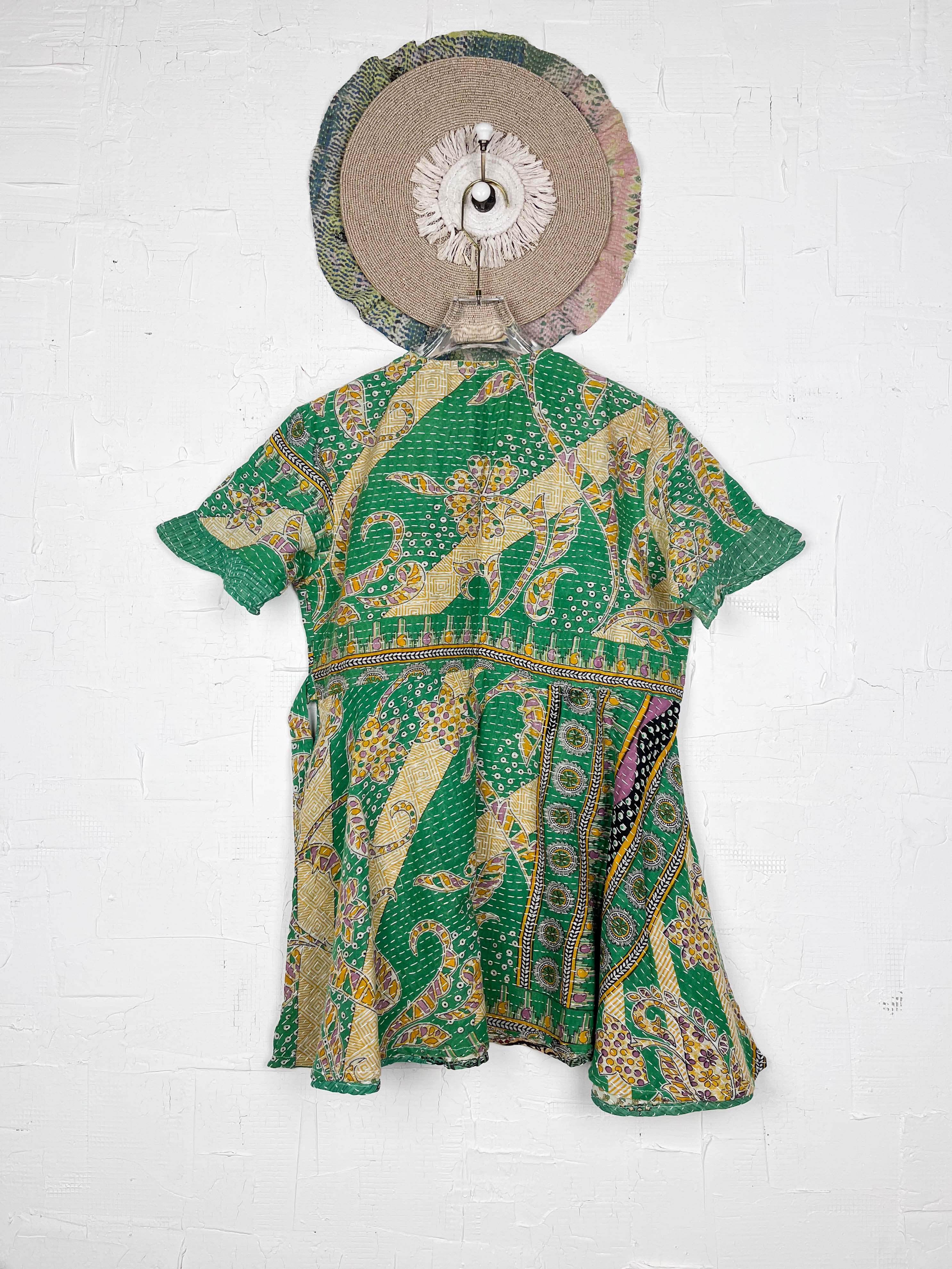Green Kantha Dress - Love Protect Sustain