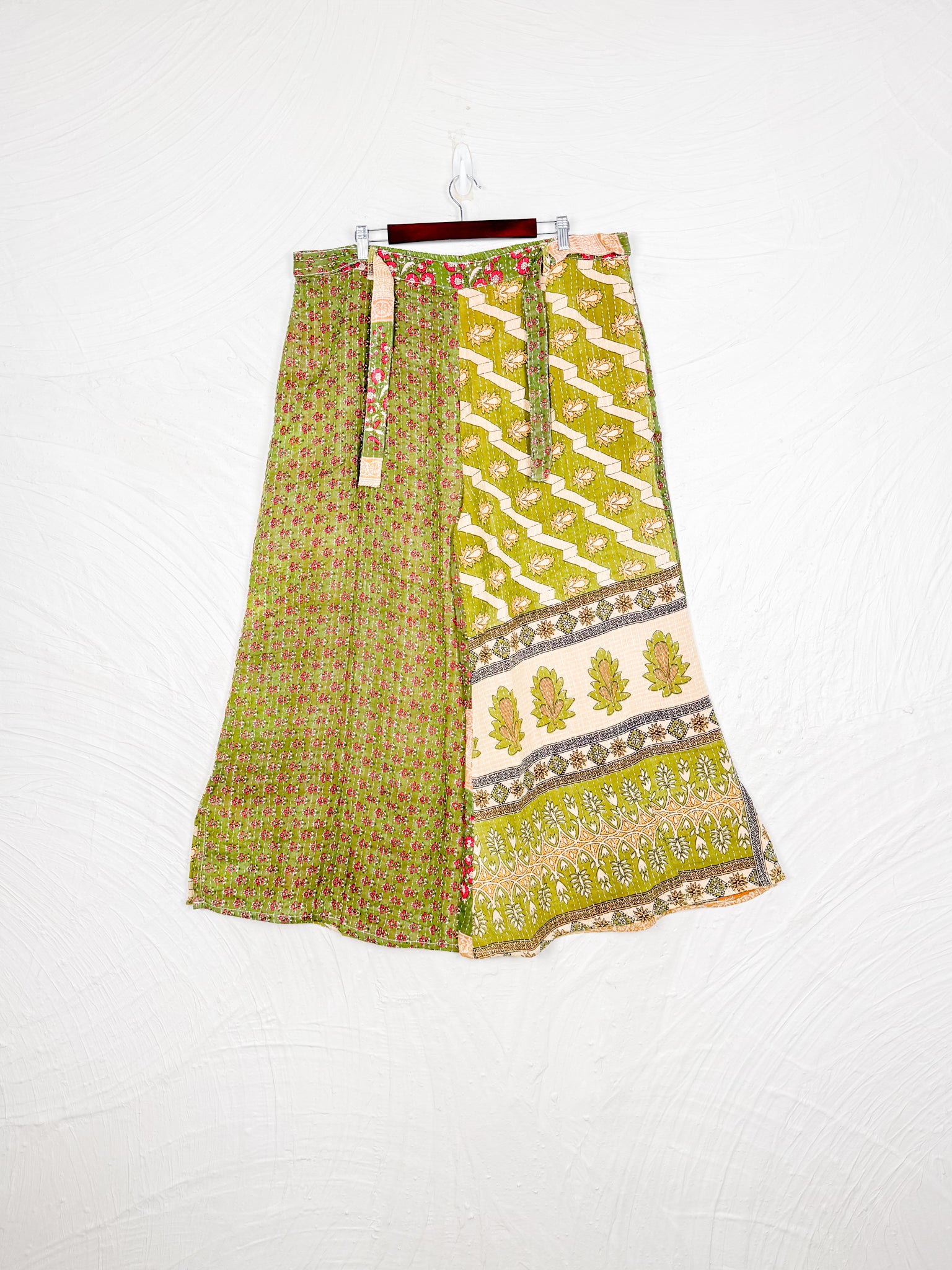 Green Kantha Pants - Love Protect Sustain