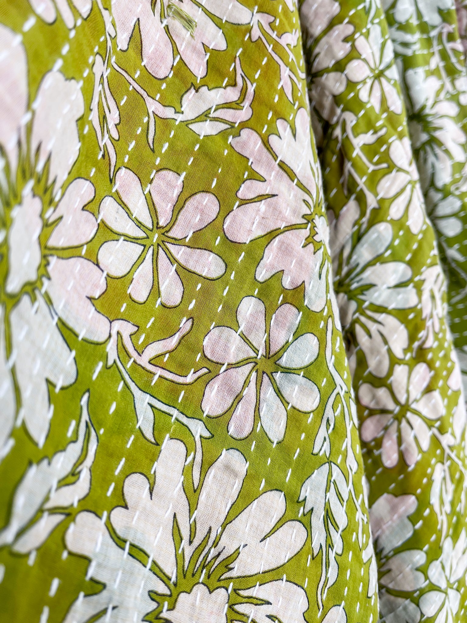 Green Kantha Poncho - Love Protect Sustain