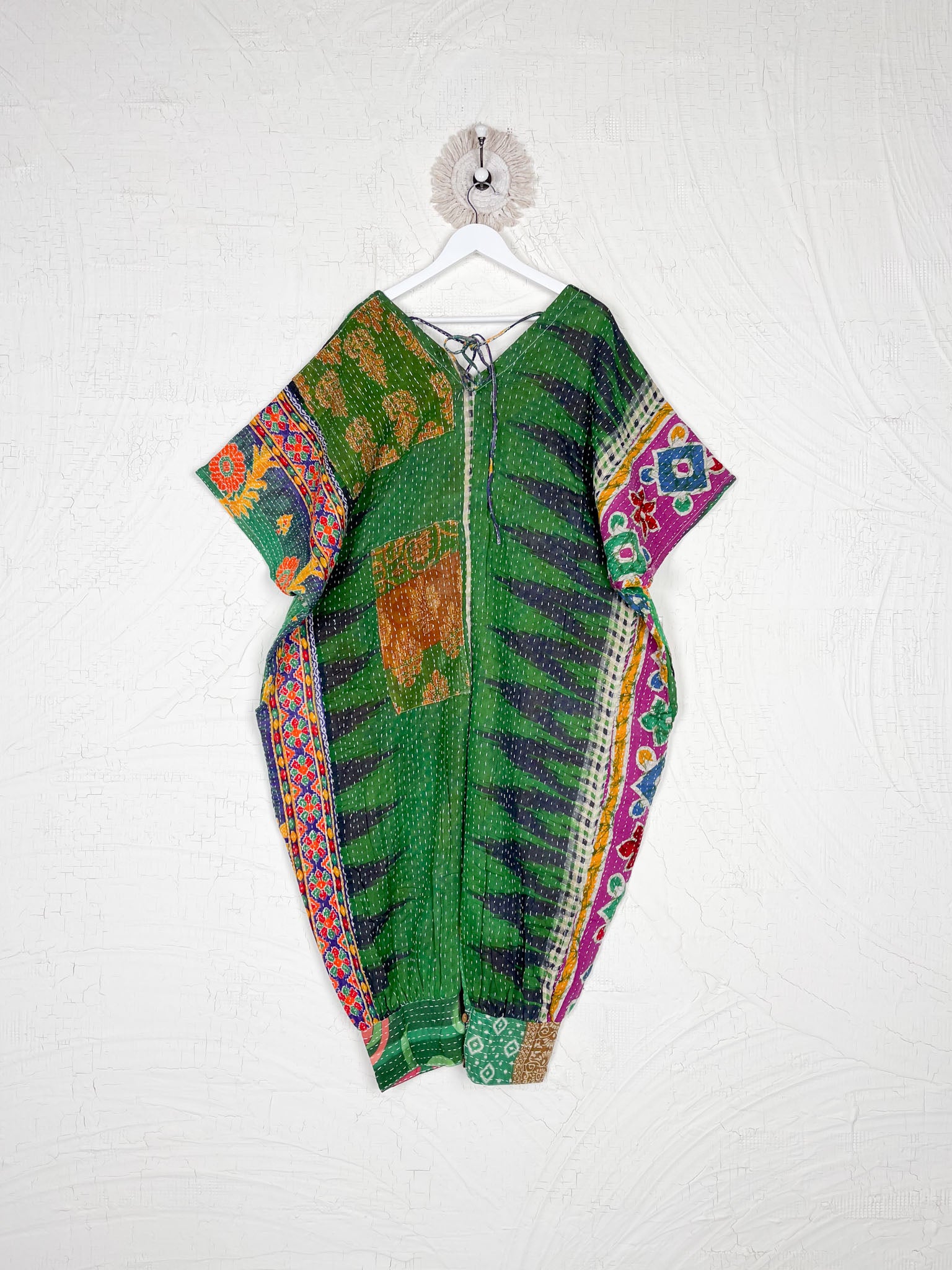 Green Kantha jumpsuit - Love Protect Sustain