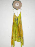Green boho silk dress - Love Protect Sustain