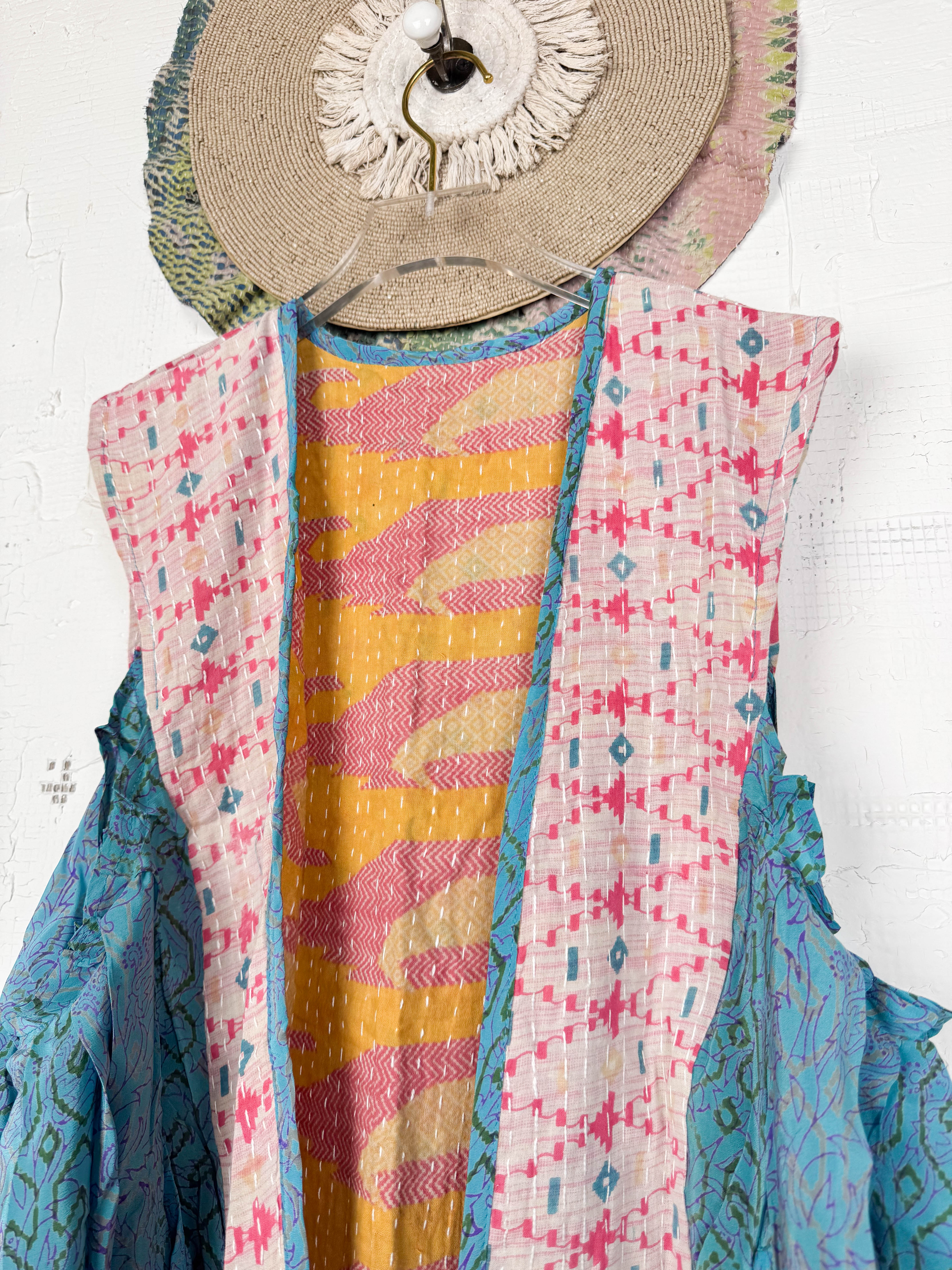 Handmade silk kantha top - Love Protect Sustain