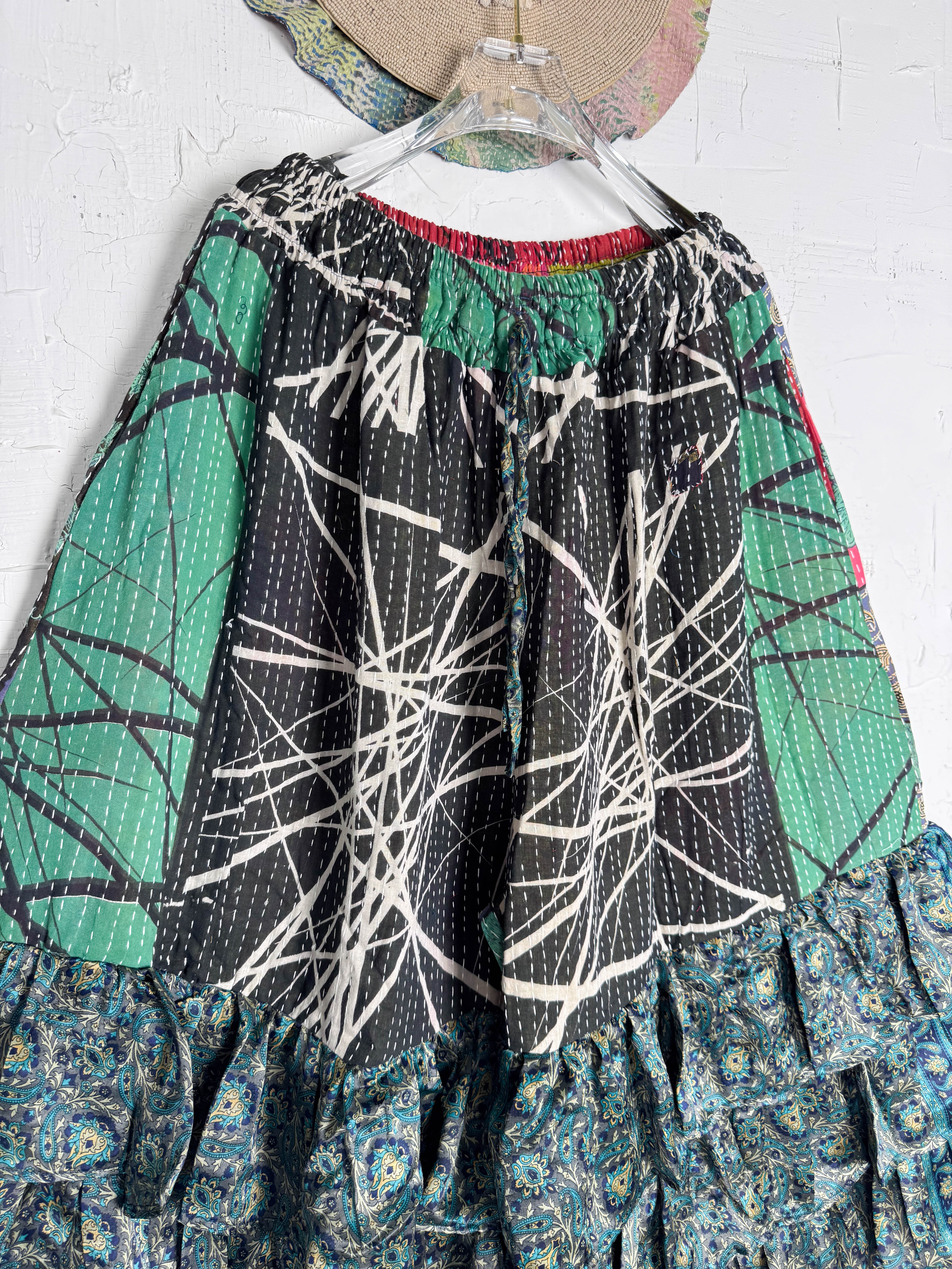 Kantha silk frill pants - Love Protect Sustain