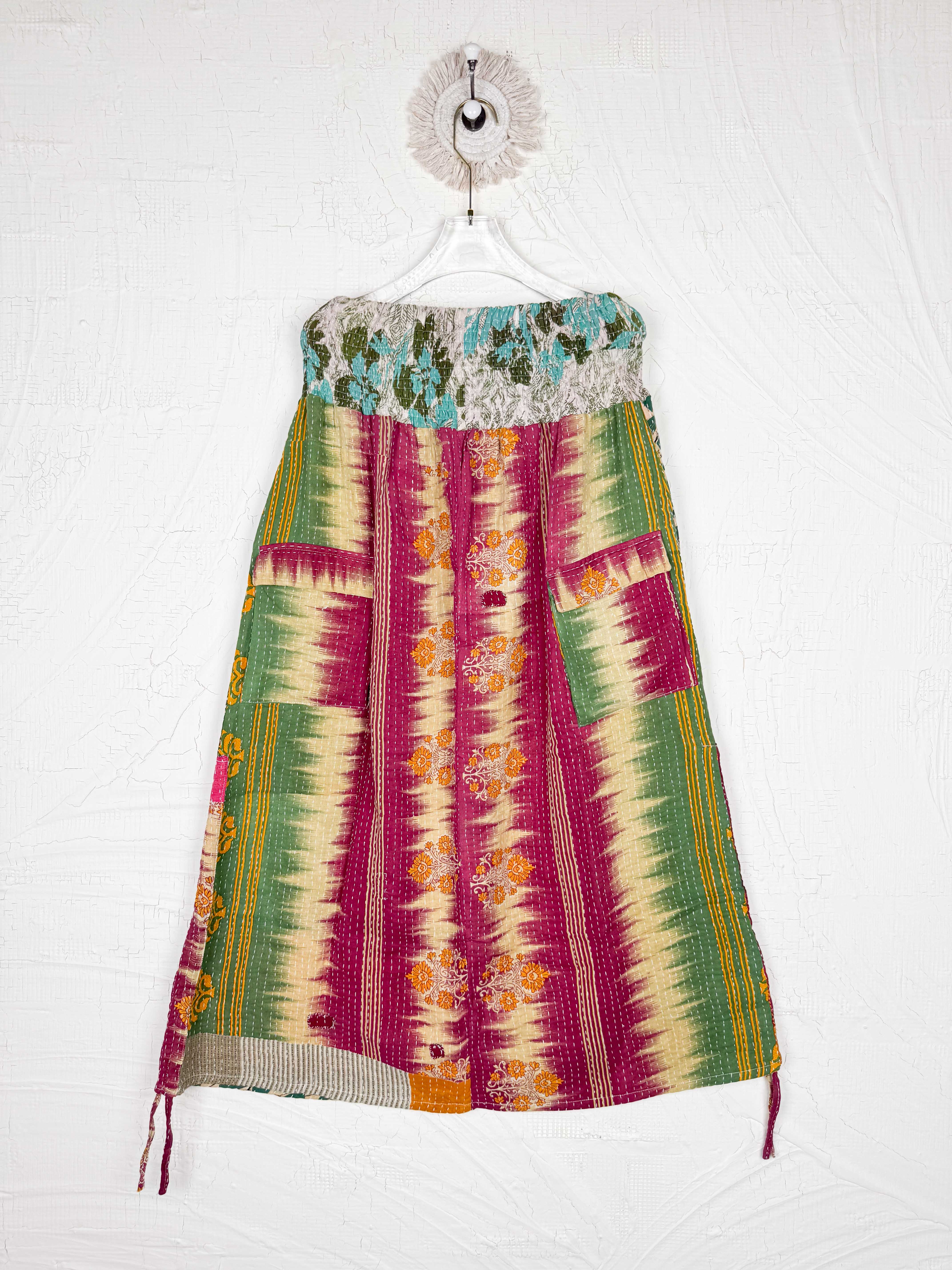 Kantha skirt with paisley - Love Protect Sustain