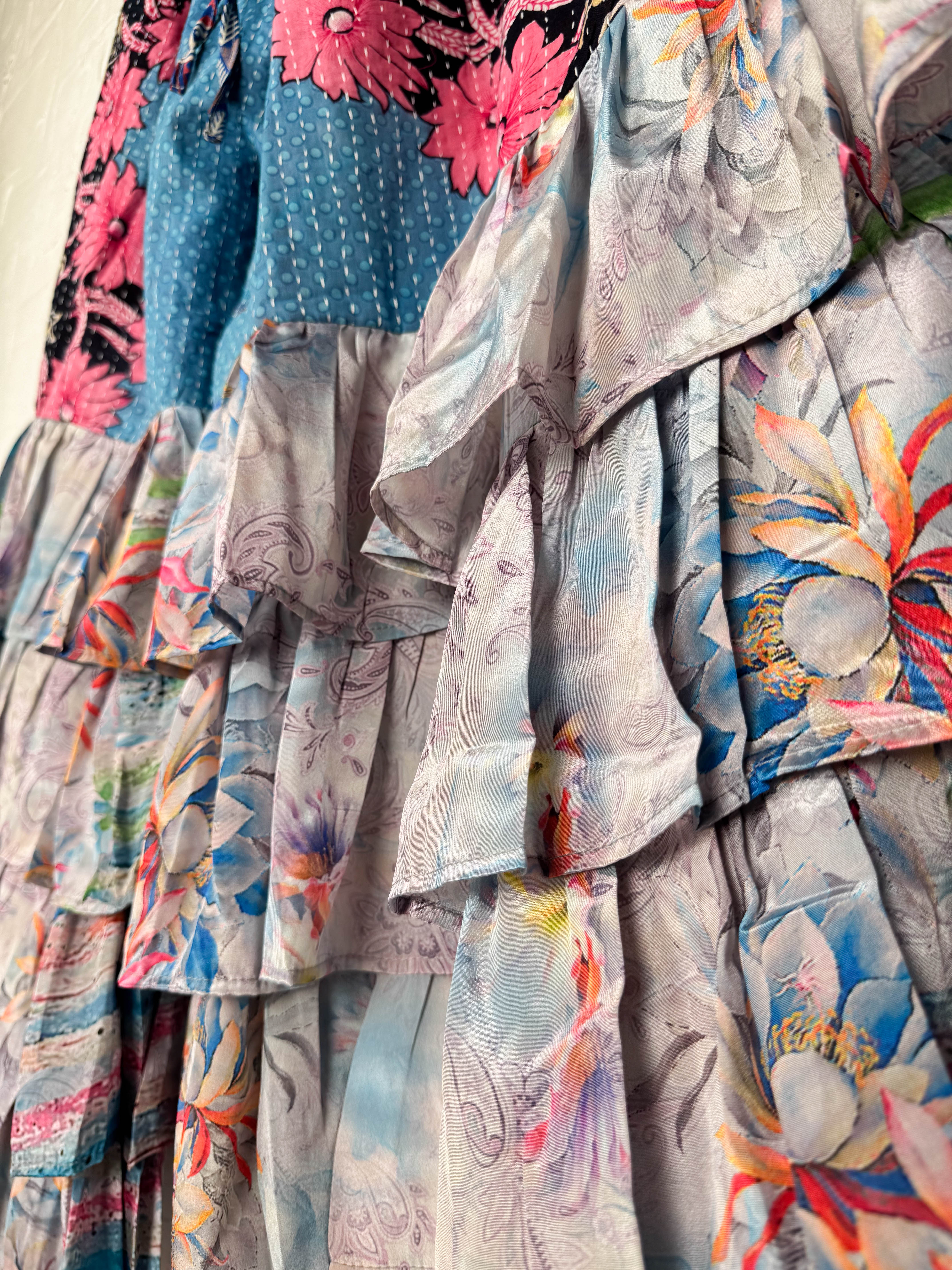 Kantha stitch ruffle pants - Love Protect Sustain