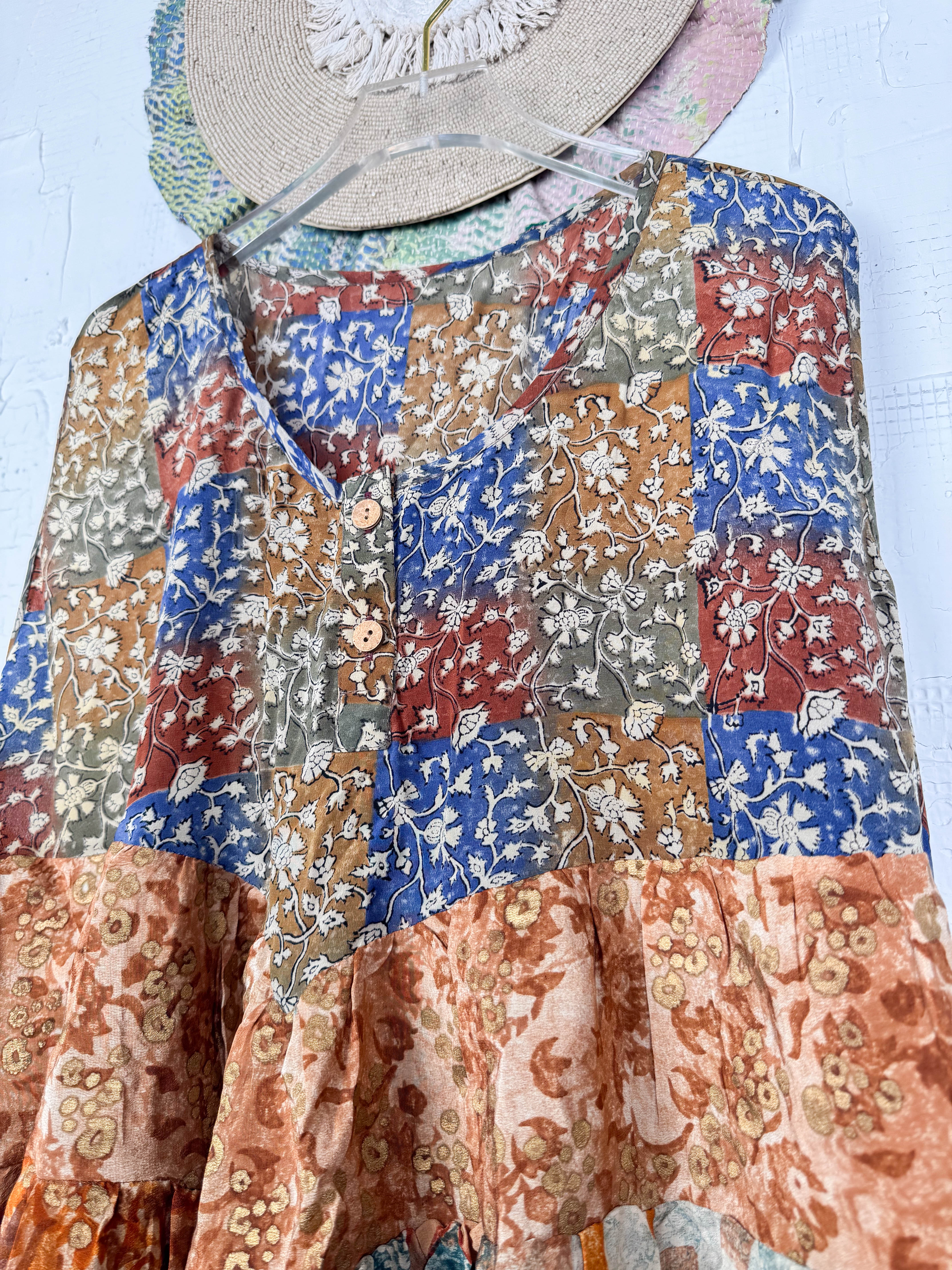 Layered silk top vintage - Love Protect Sustain