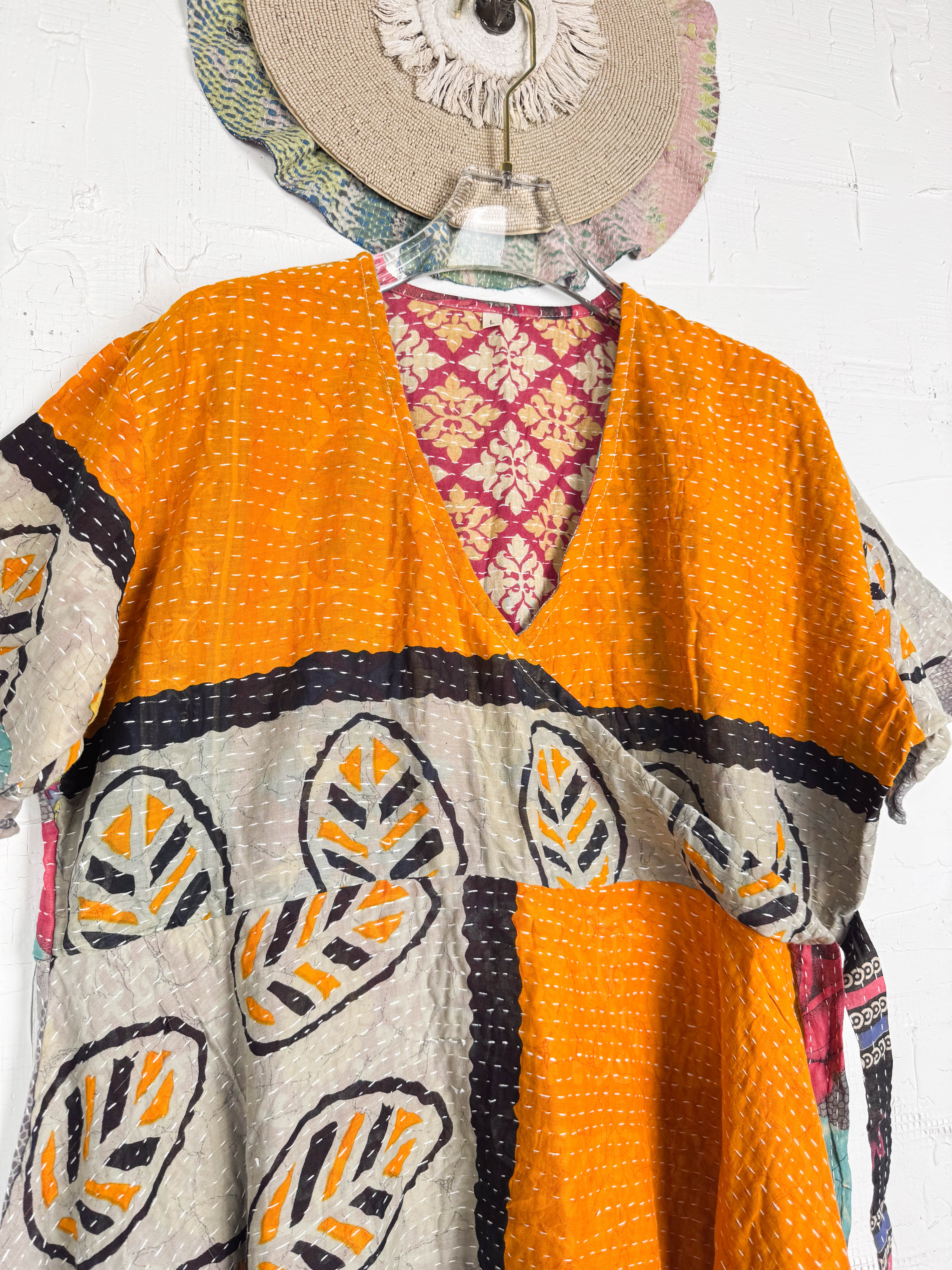 Mid-length Kantha dress- Love Protect Sustain