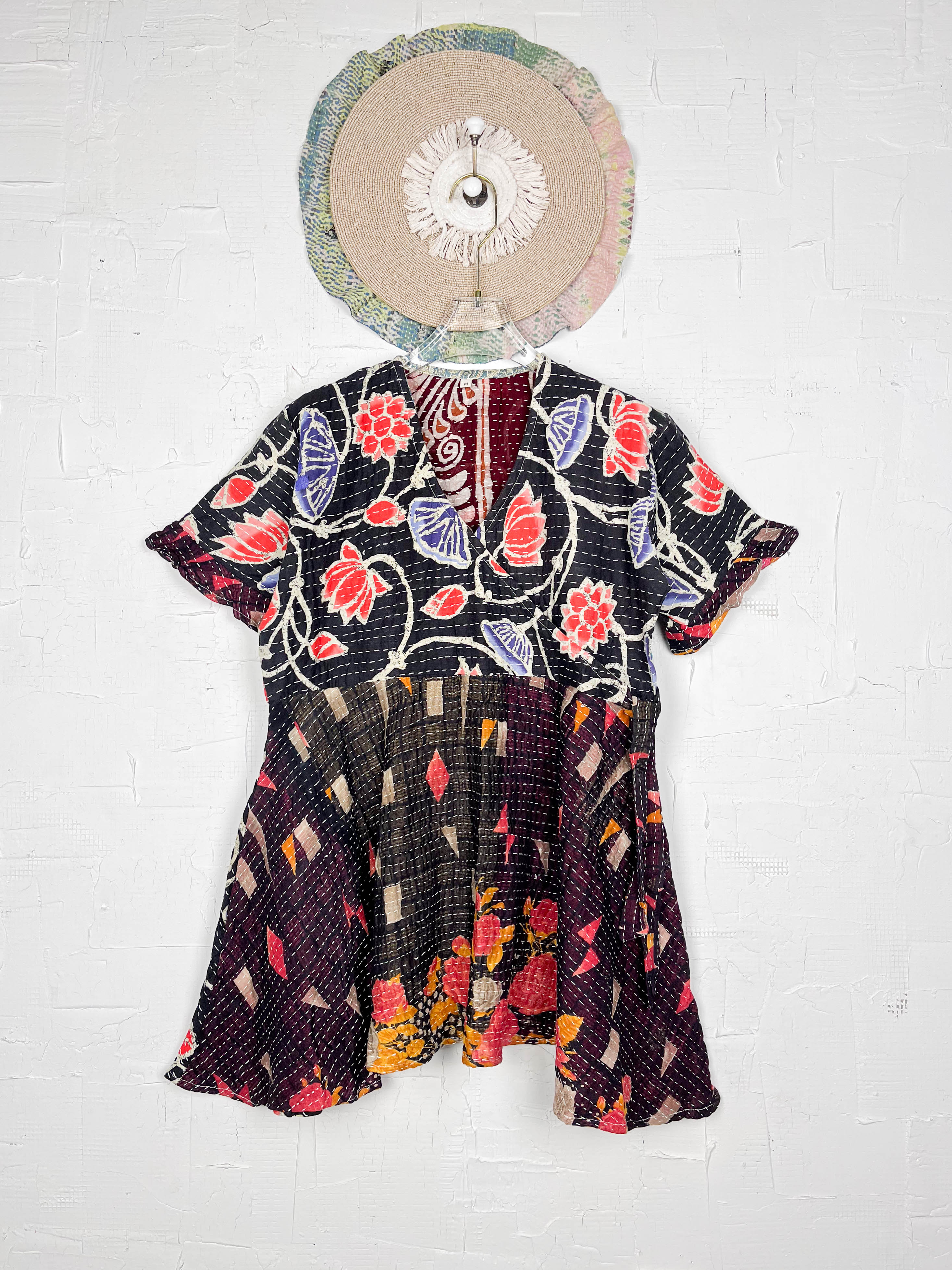 Mid-length Kantha dress - Love Protect Sustain