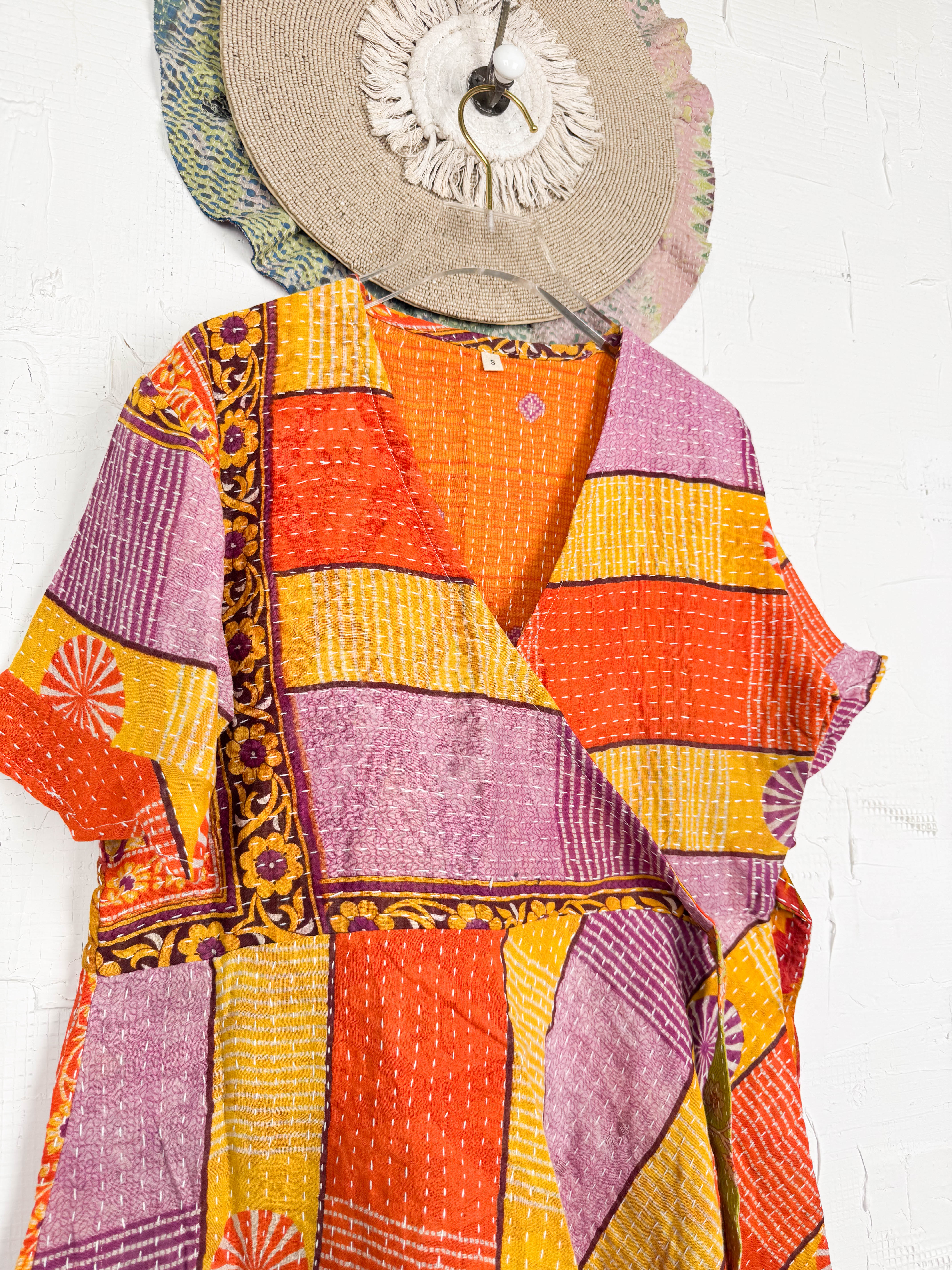 Mid-length Kantha dress - Love Protect Sustain