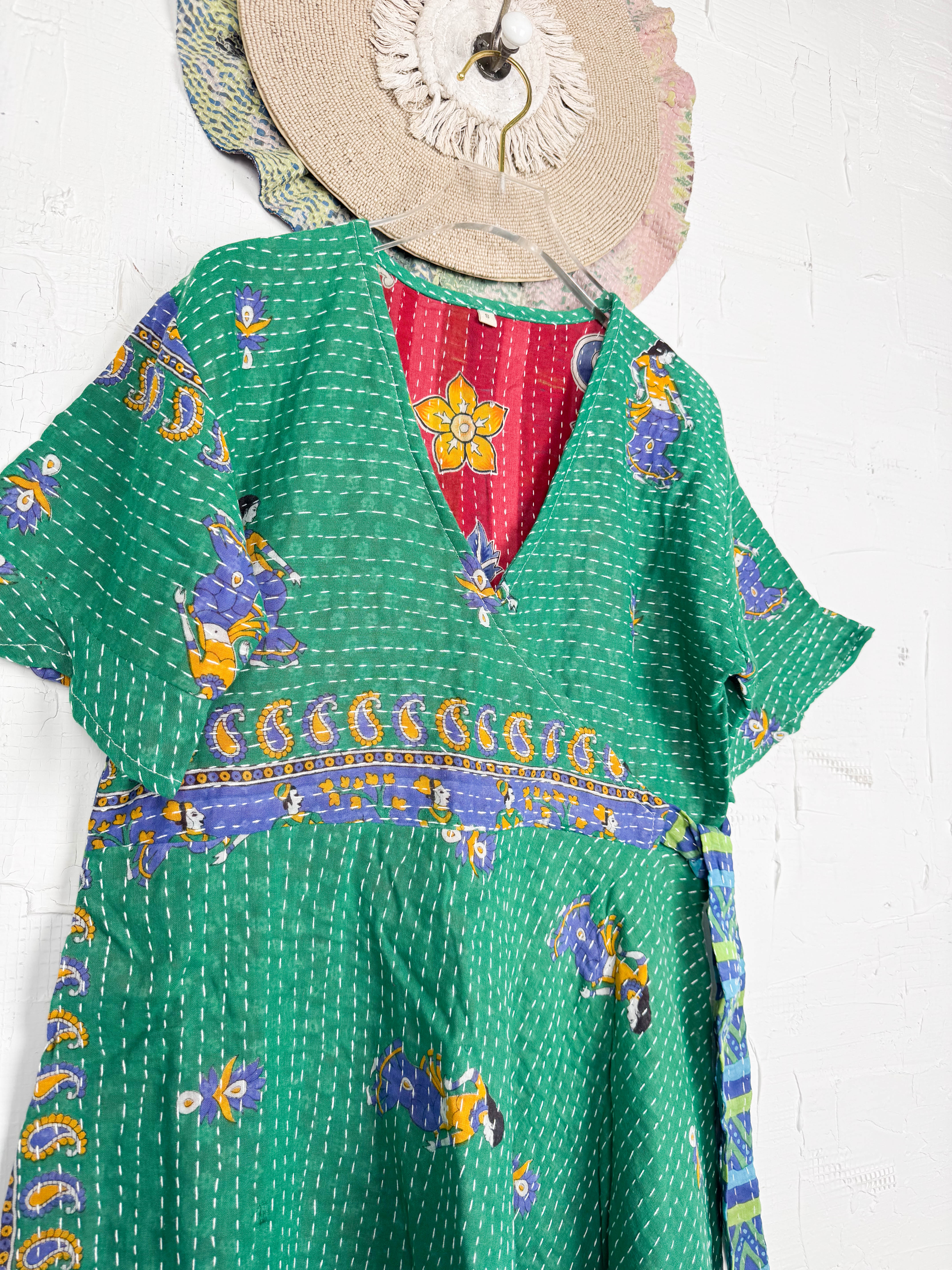 Mid-length Kantha dress - Love Protect Sustain