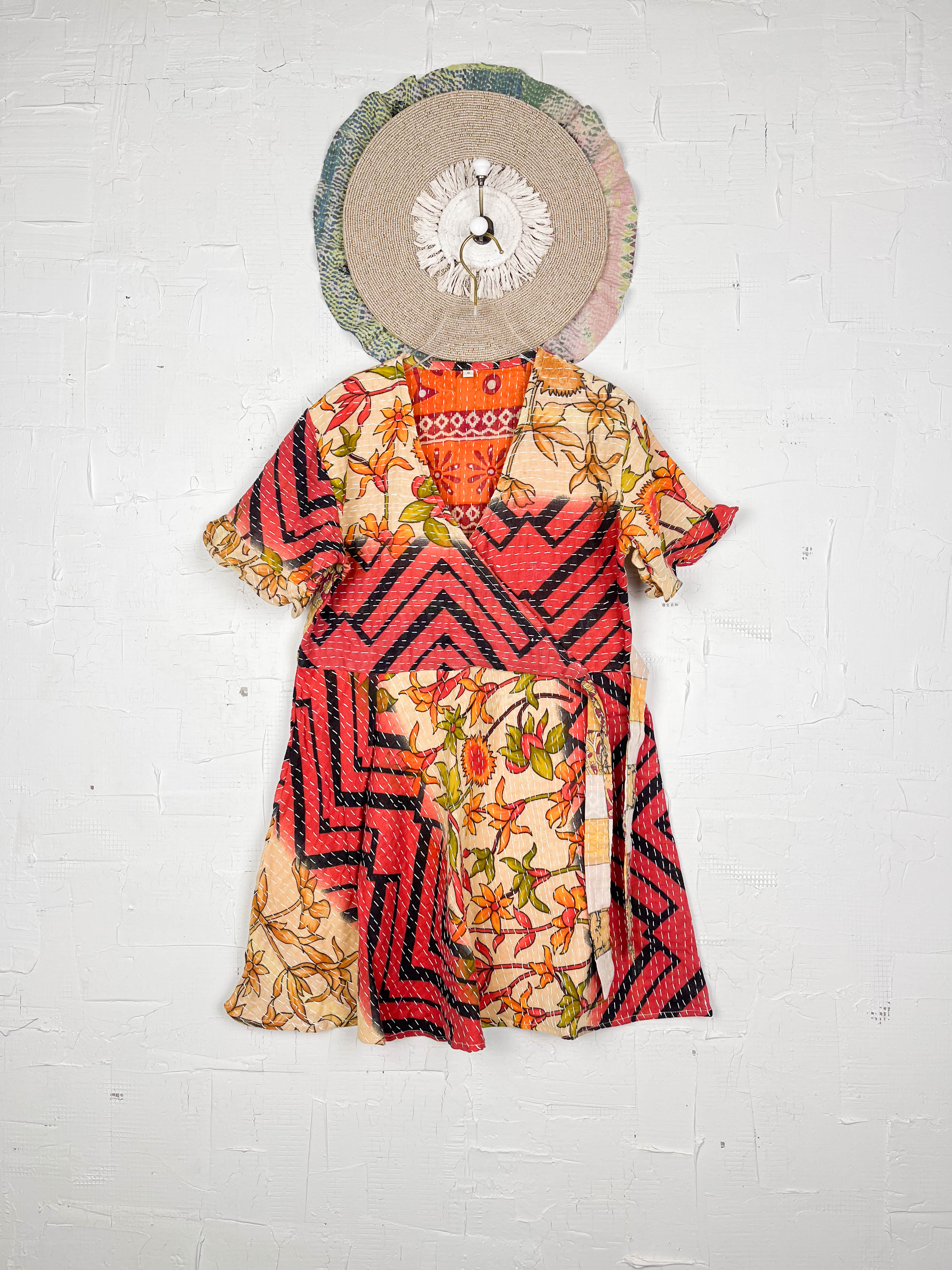 Mid-length Kantha dress - Love Protect Sustain