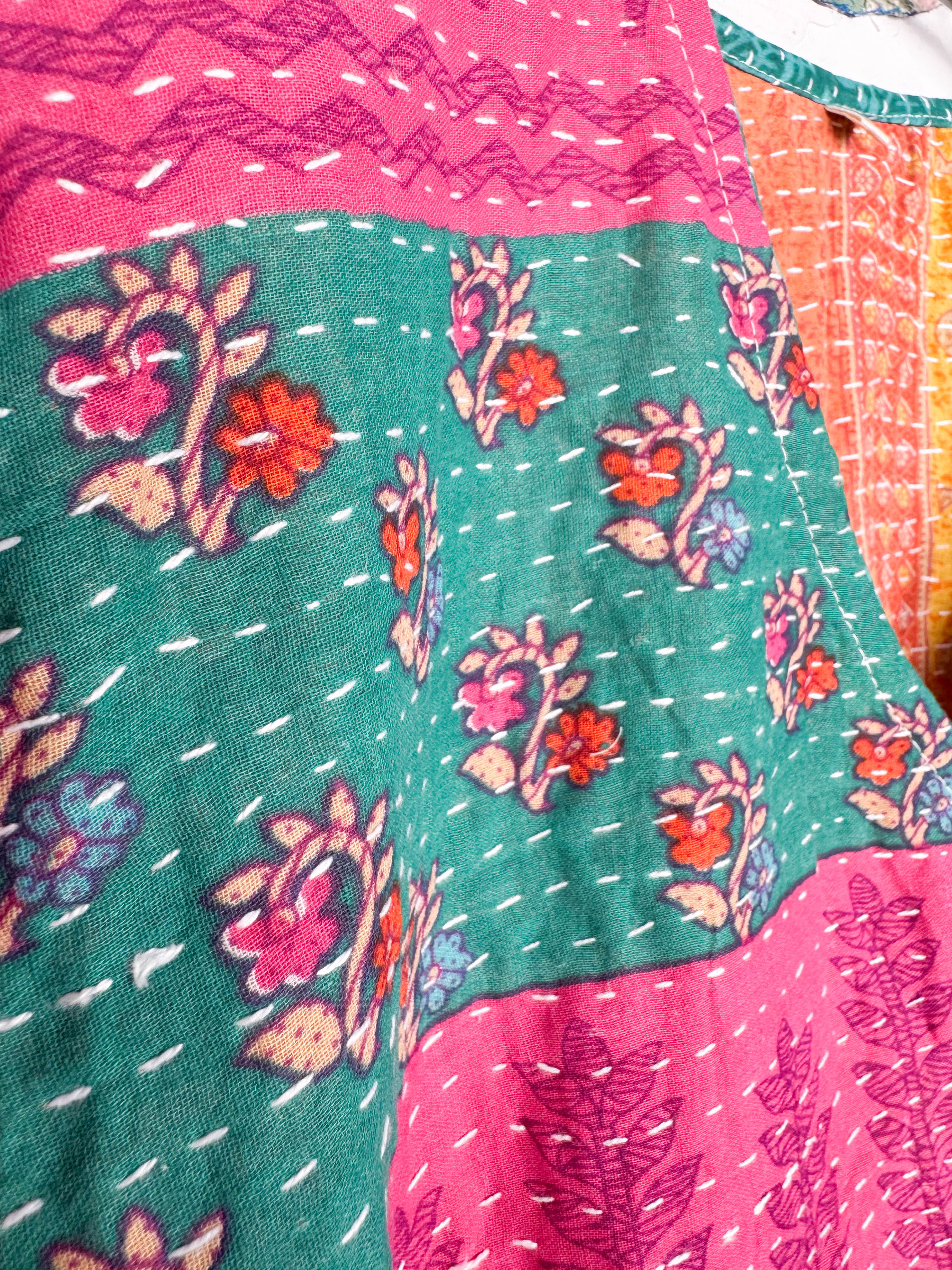 Mid-length Kantha dress - Love Protect Sustain