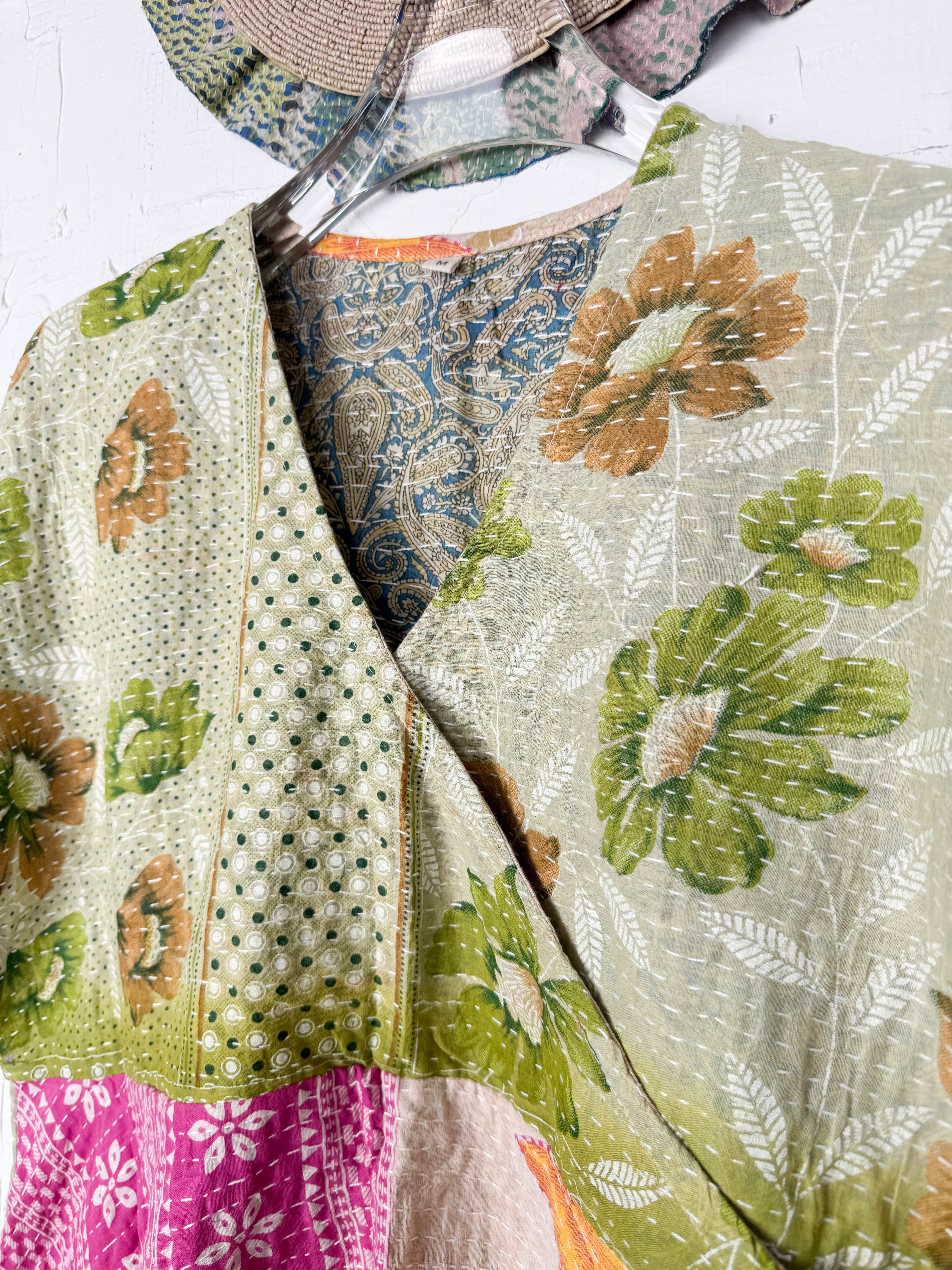 Mid-length Kantha dress - Love Protect Sustain