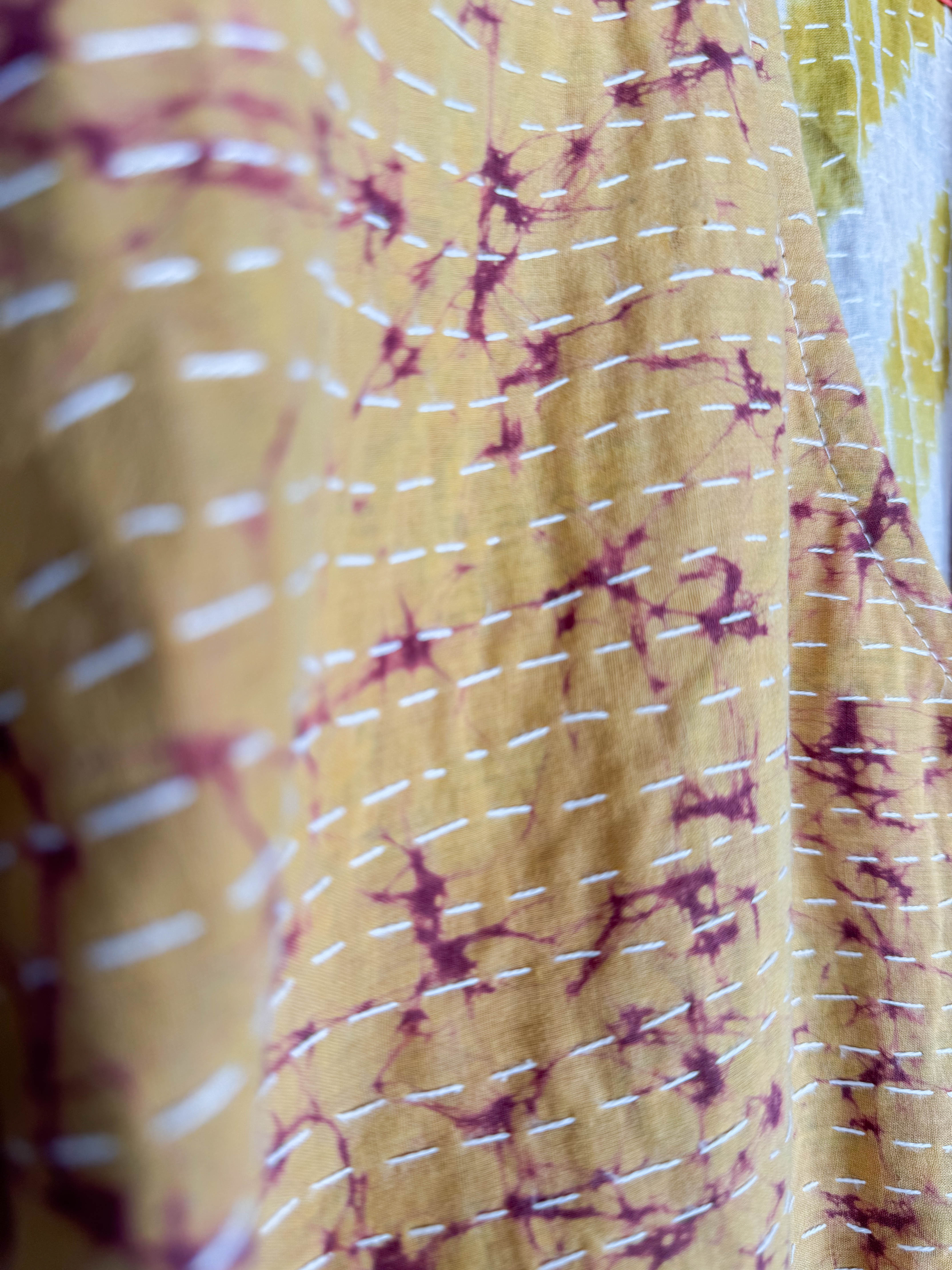 Mid-length Kantha dress- Love Protect Sustain