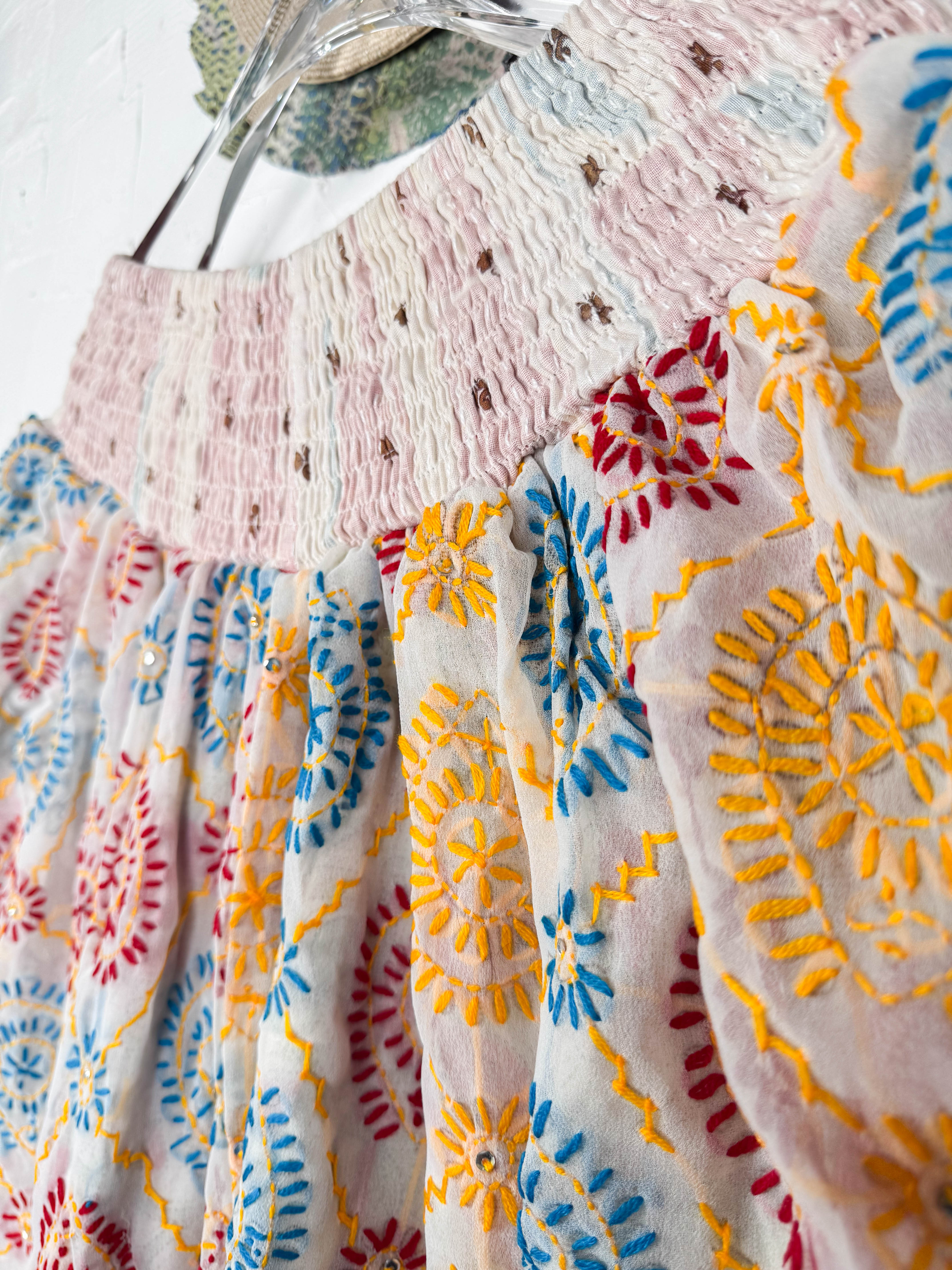 Mindful movement embroidered pants- Love Protect Sustain 