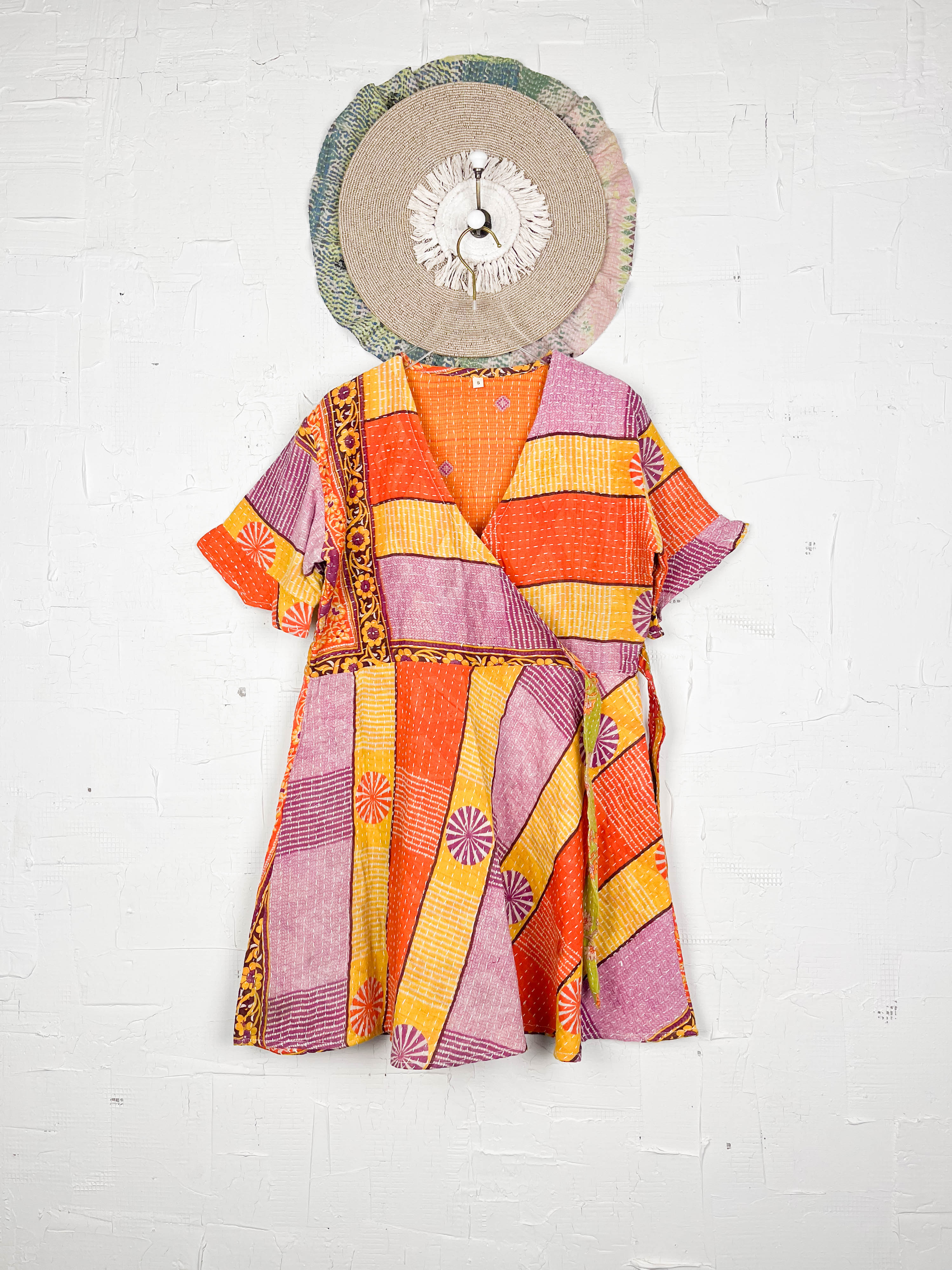 Orange Kantha Dress - Love Protect Sustain