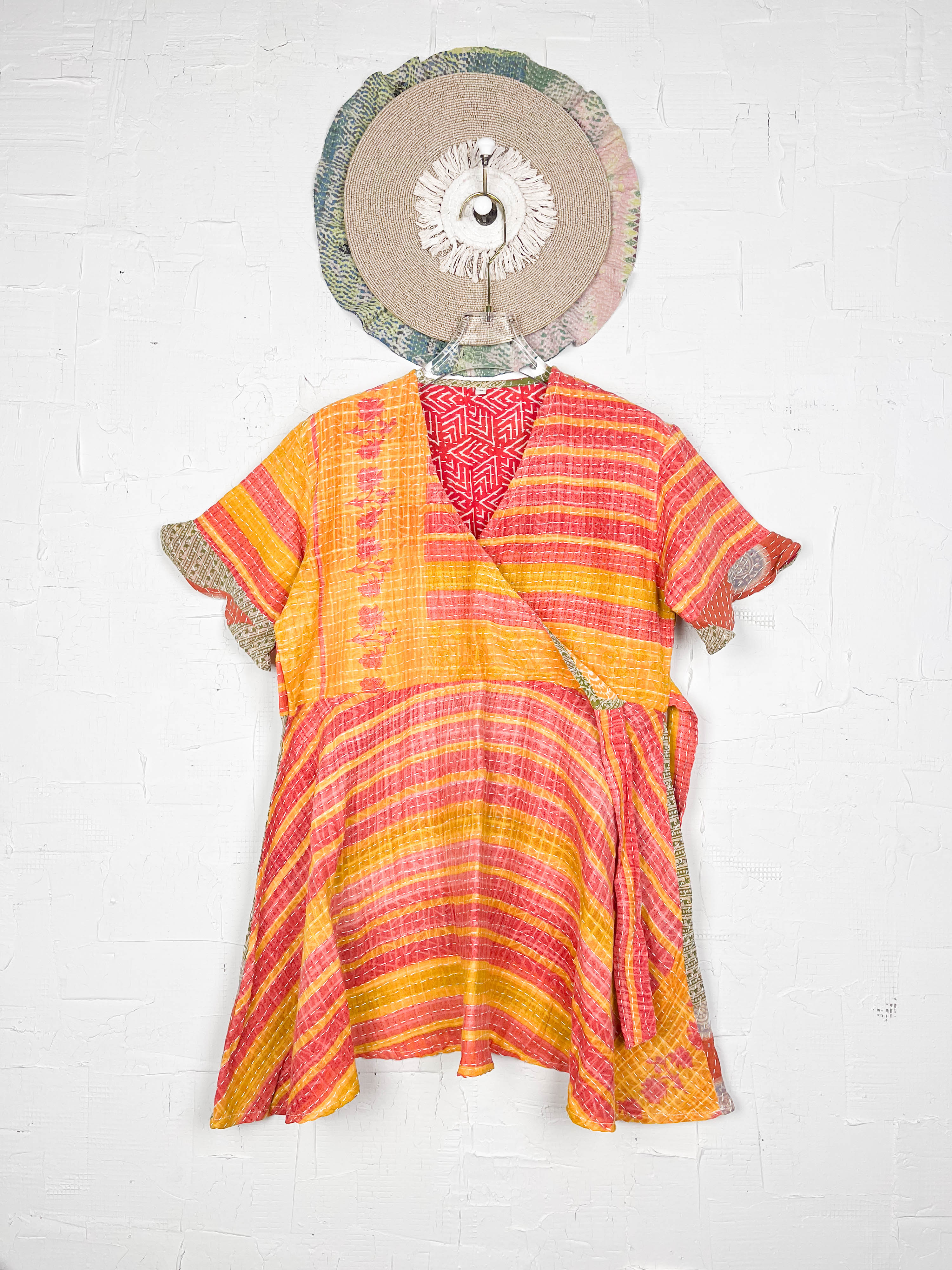 Orange Kantha Wrap Dress - Love Protect Sustain