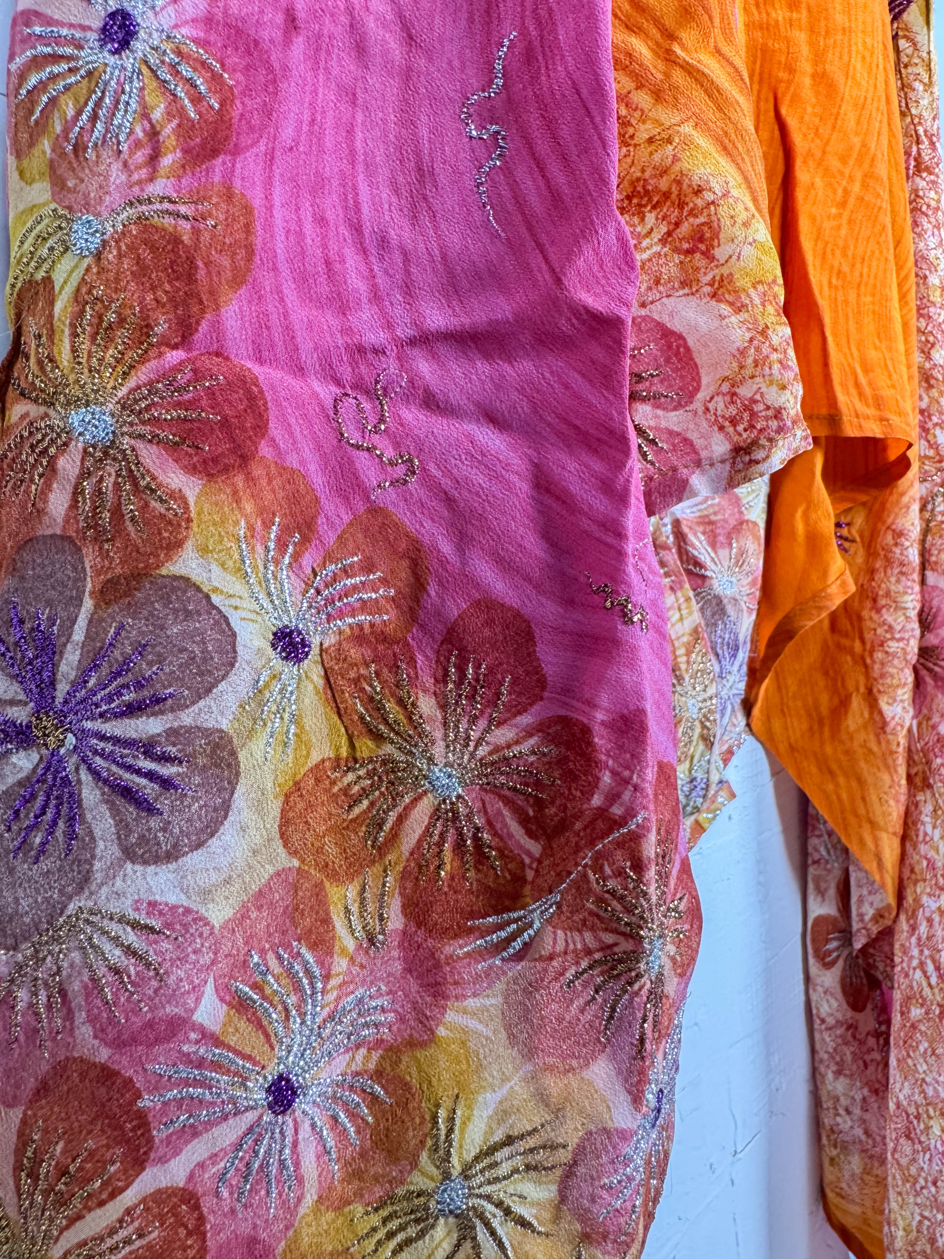 Orange pink silk dress - Love Protect Sustain