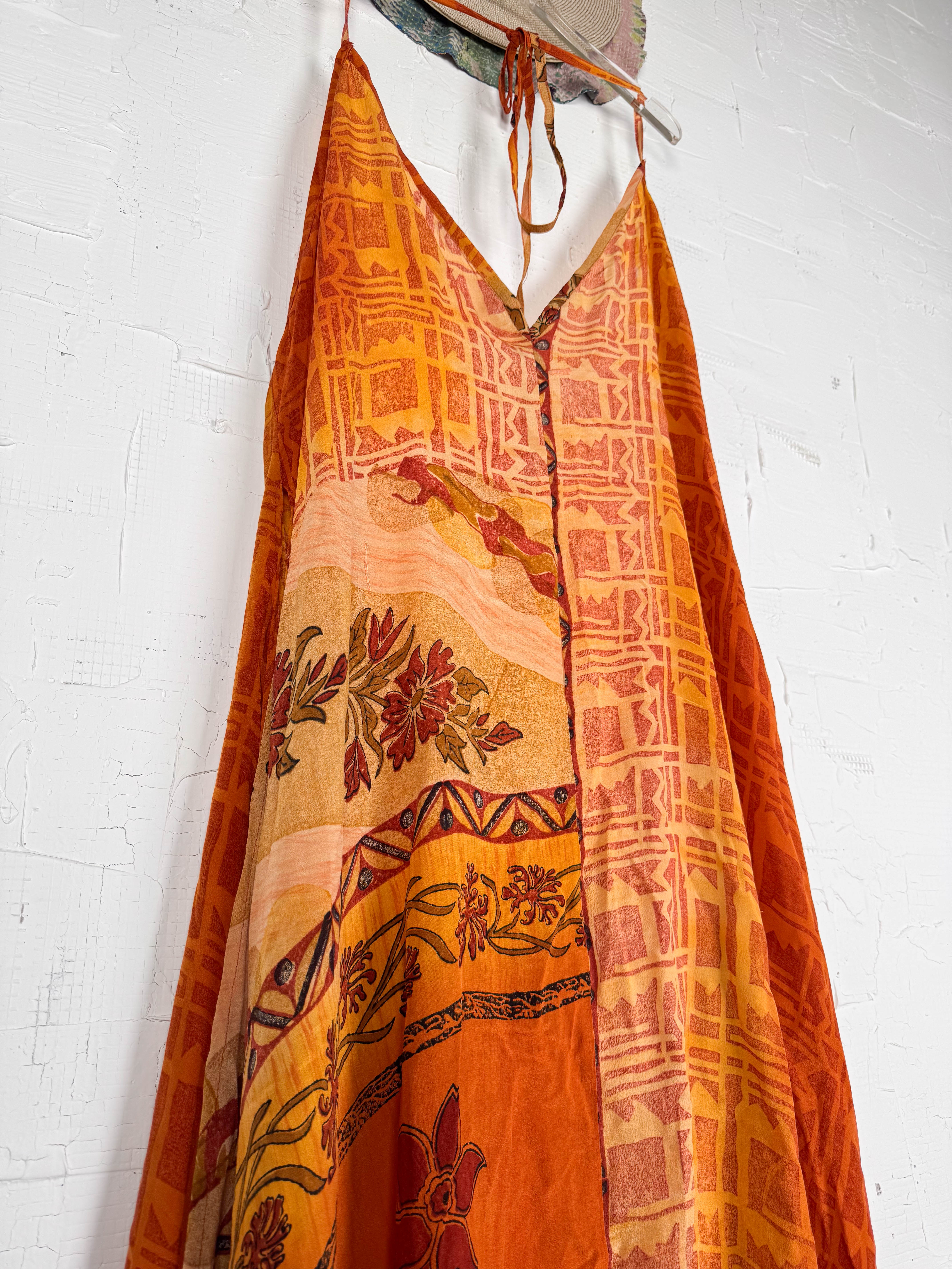 Orange silk dress - Love Protect Sustain