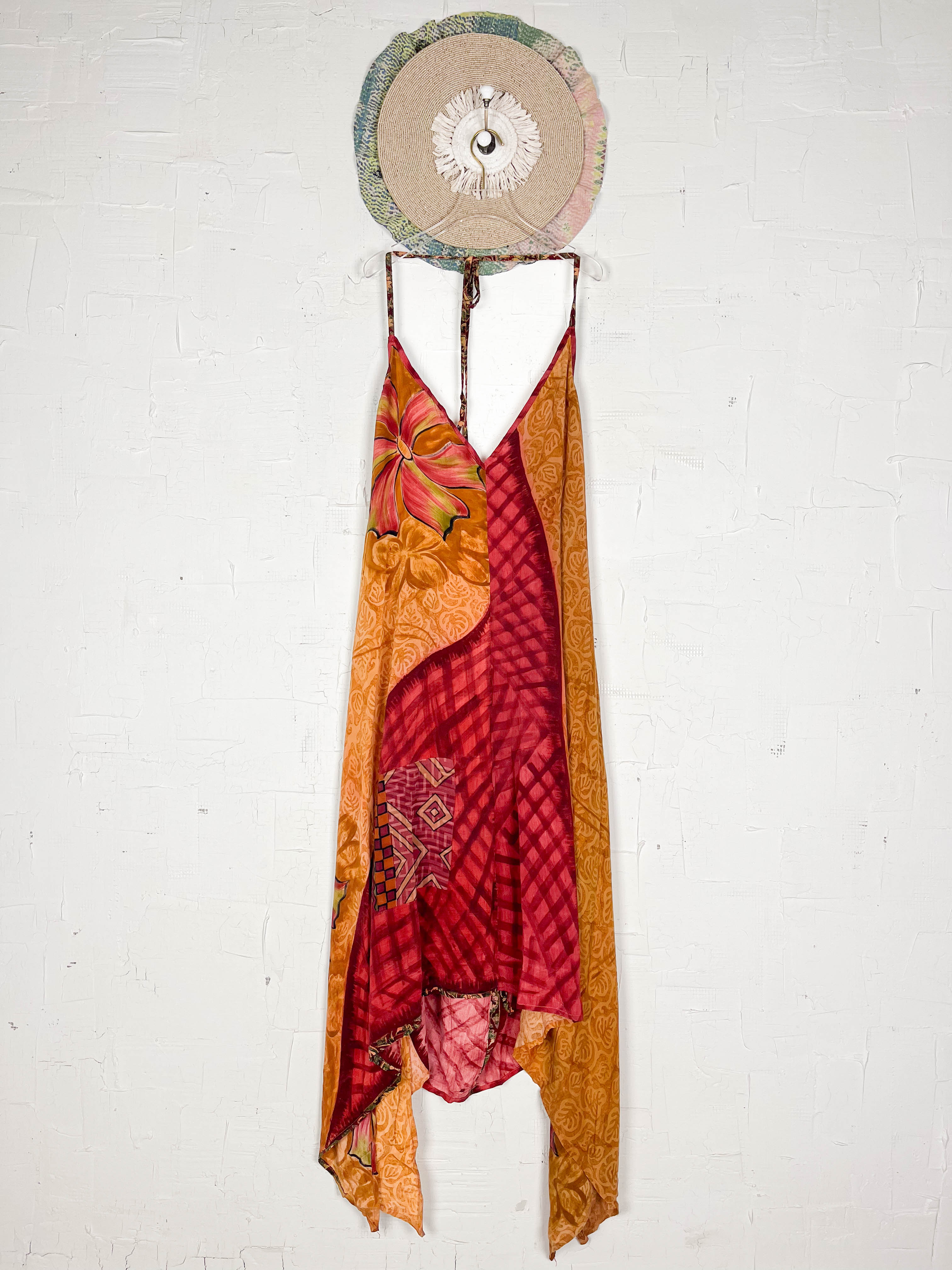 Orange summer silk dress - Love Protect Sustain