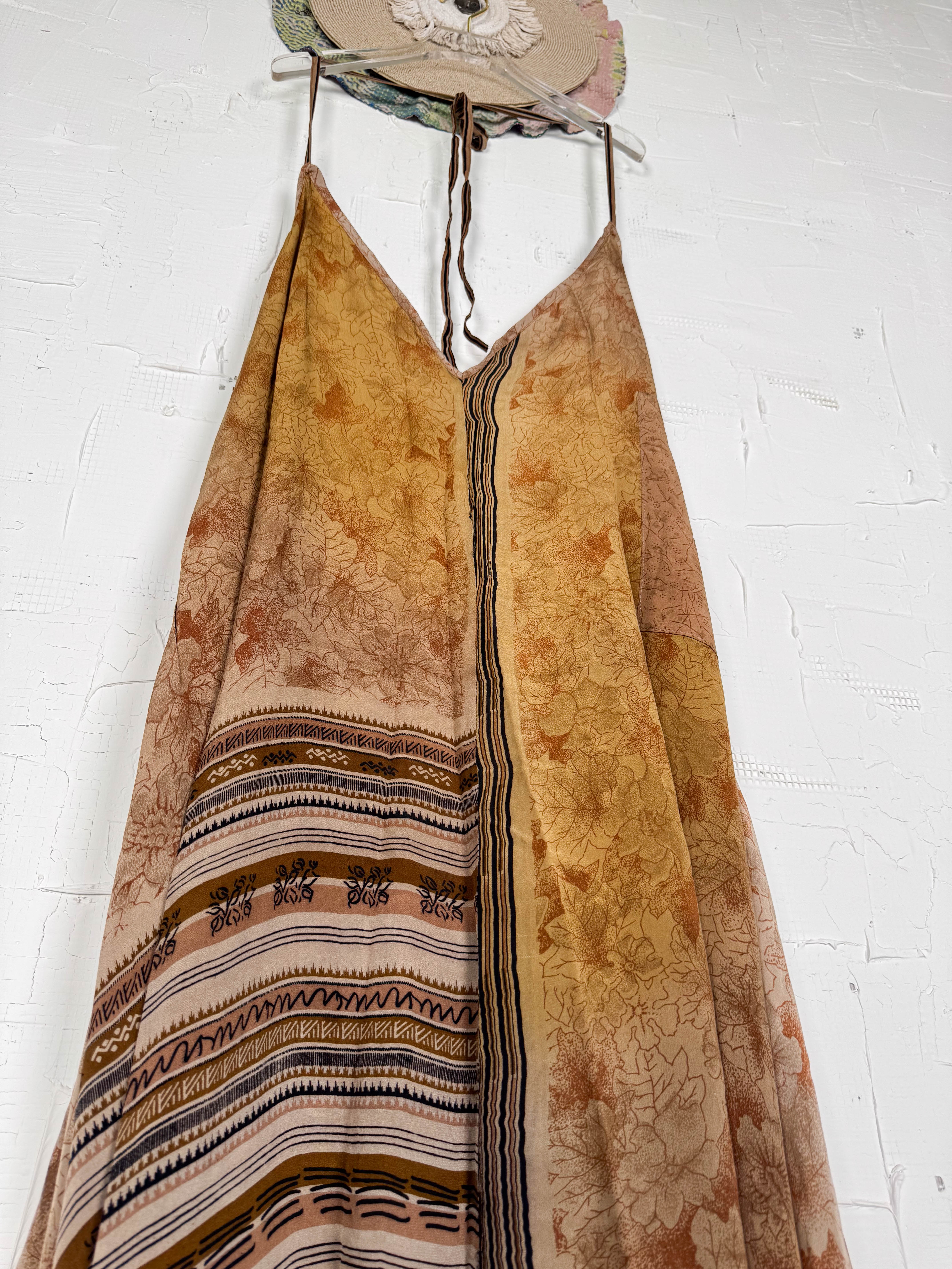 Patchwork silk dress vintage - Love Protect Sustain