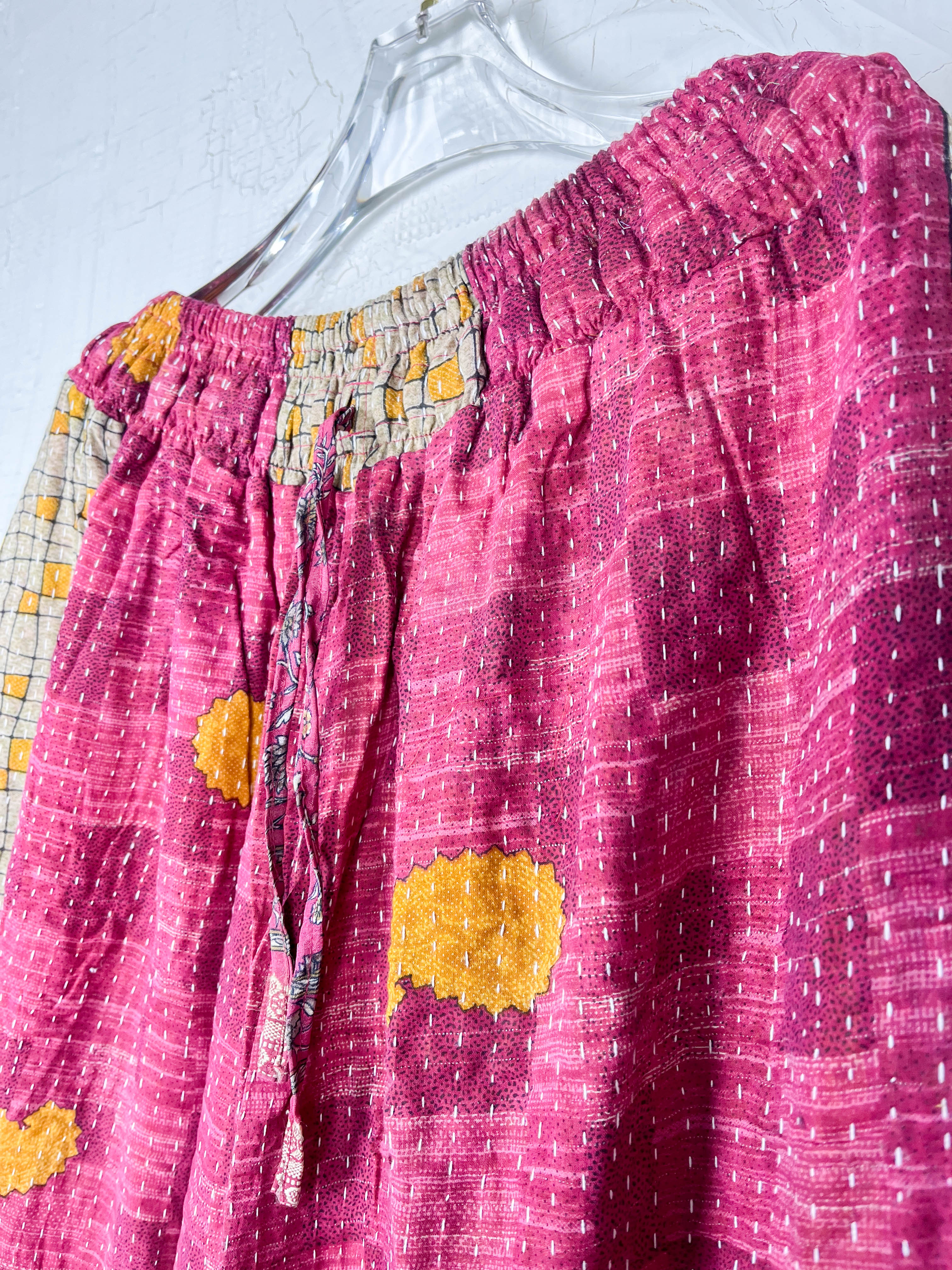 Pink Kantha Ruffle Pants - Love Protect Sustain