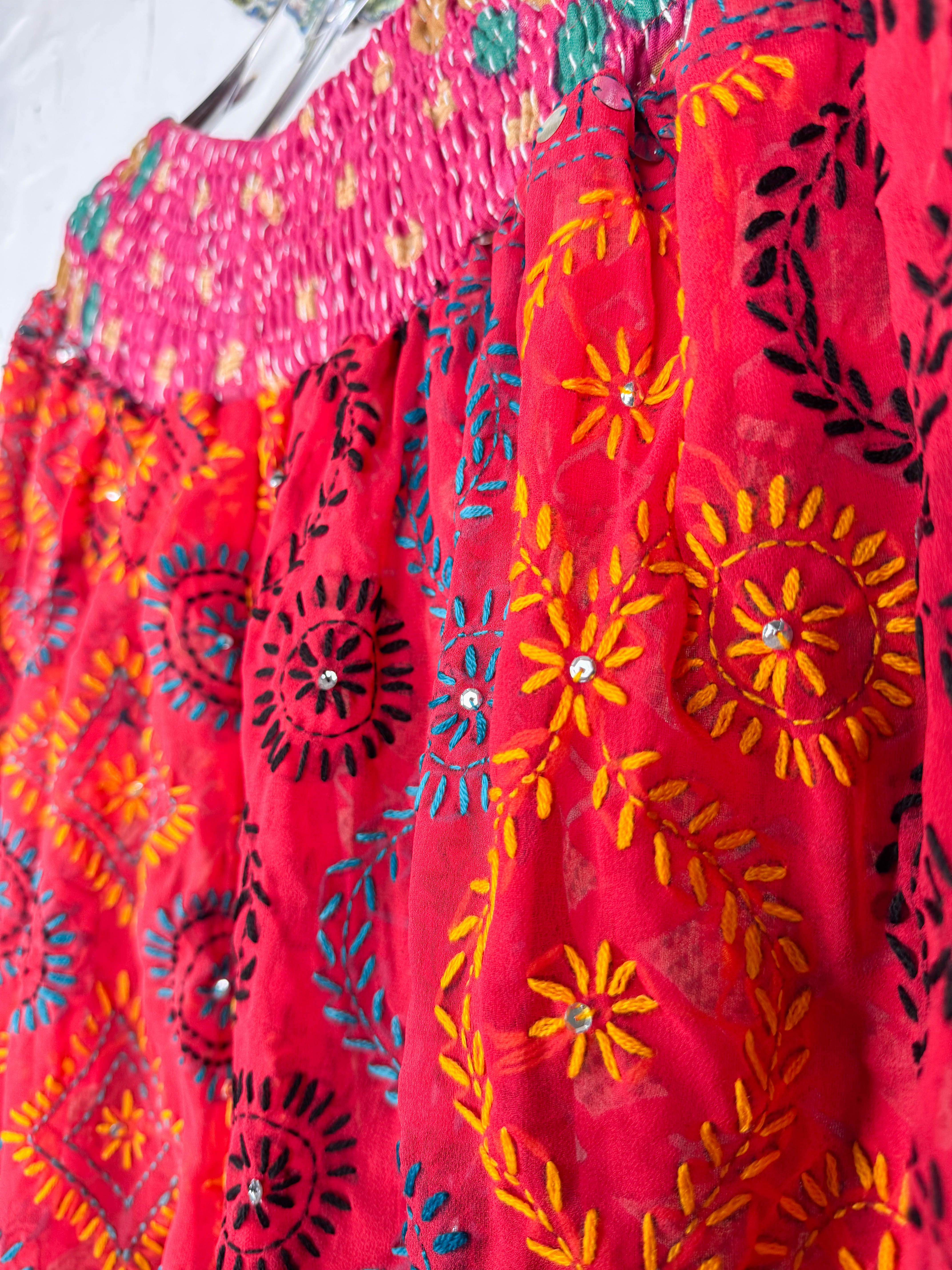 Plus size patterned pants hand embroidered - Love Protect Sustain 