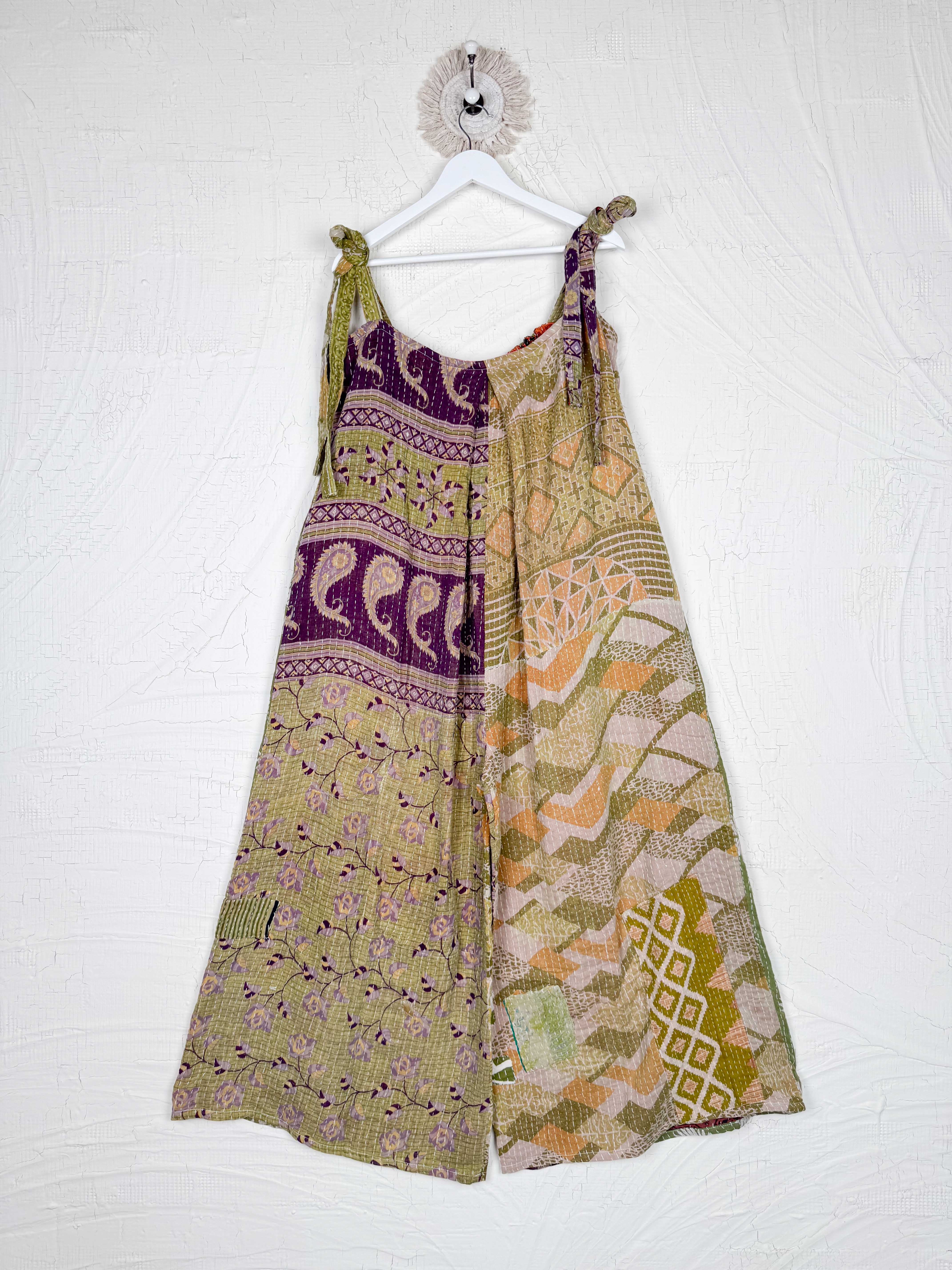 Purple floral Kantha jumpsuit - Love Protect Sustain