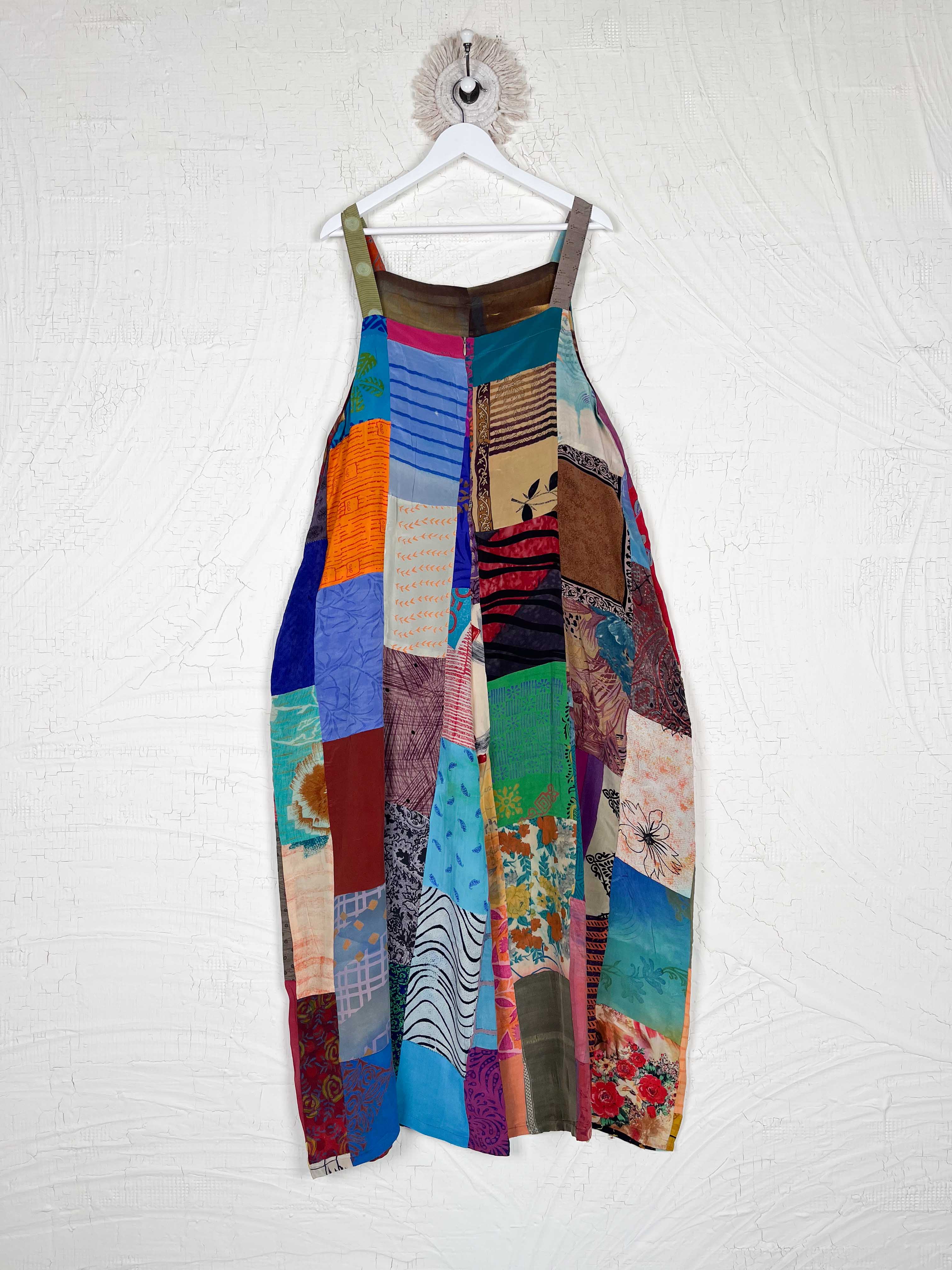 Recycled silk patchwork jumpsuit - Love Protect Sustain
