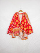 Red Kantha Poncho - Love Protect Sustain