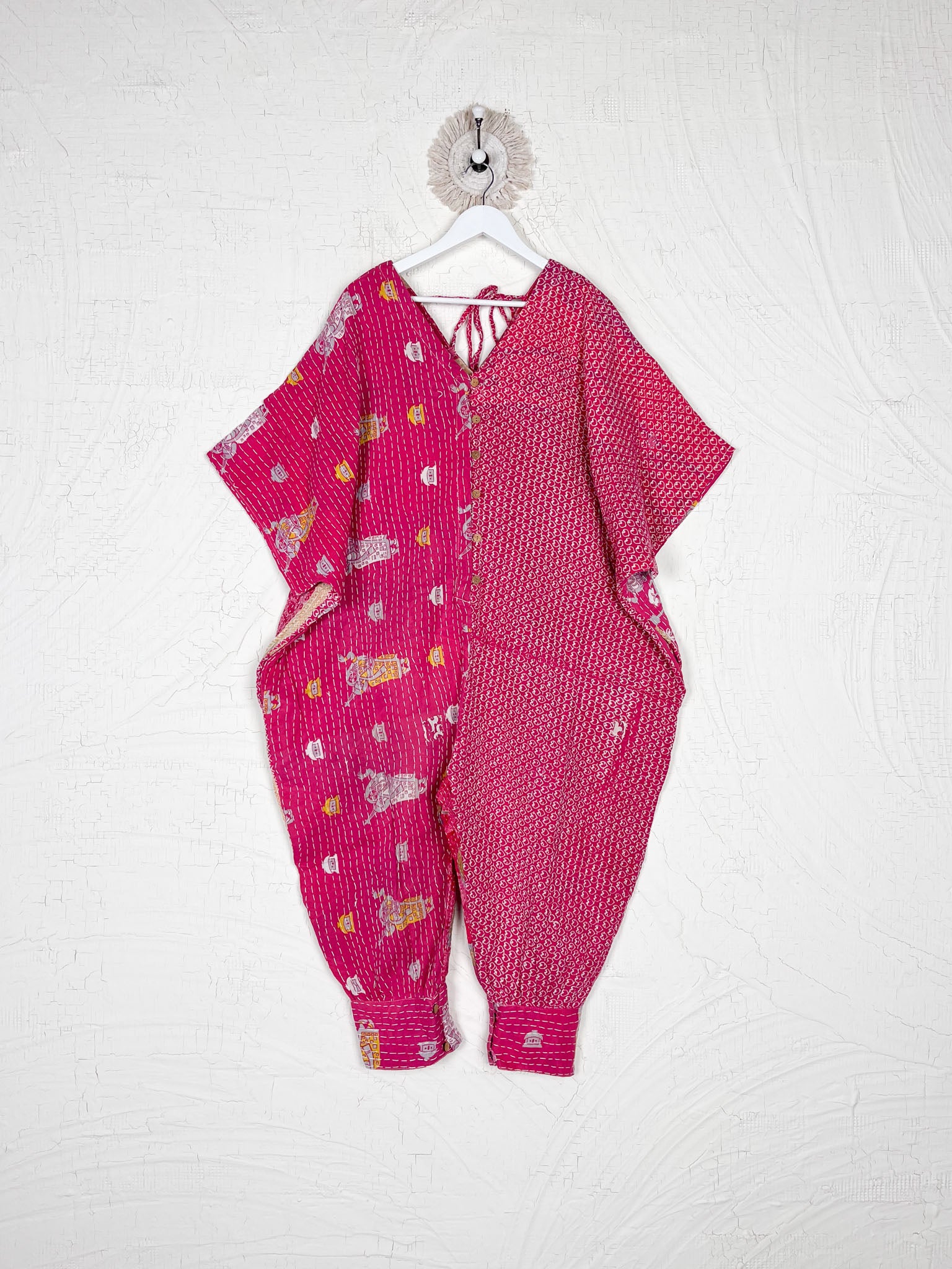 Red Kantha stitch clothing - Love Protect Sustain