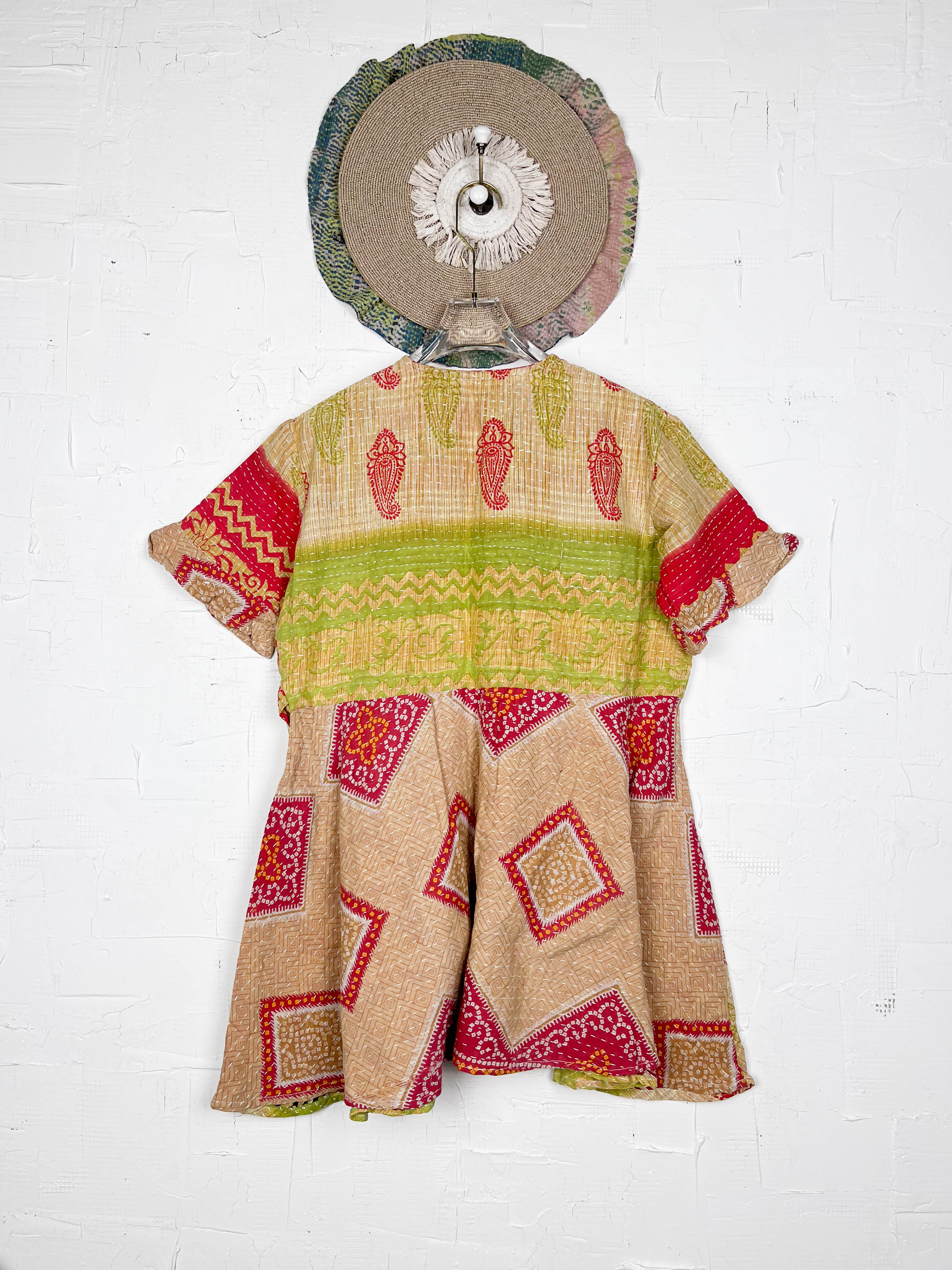 Red Yellow Kantha Dress - Love Protect Sustain