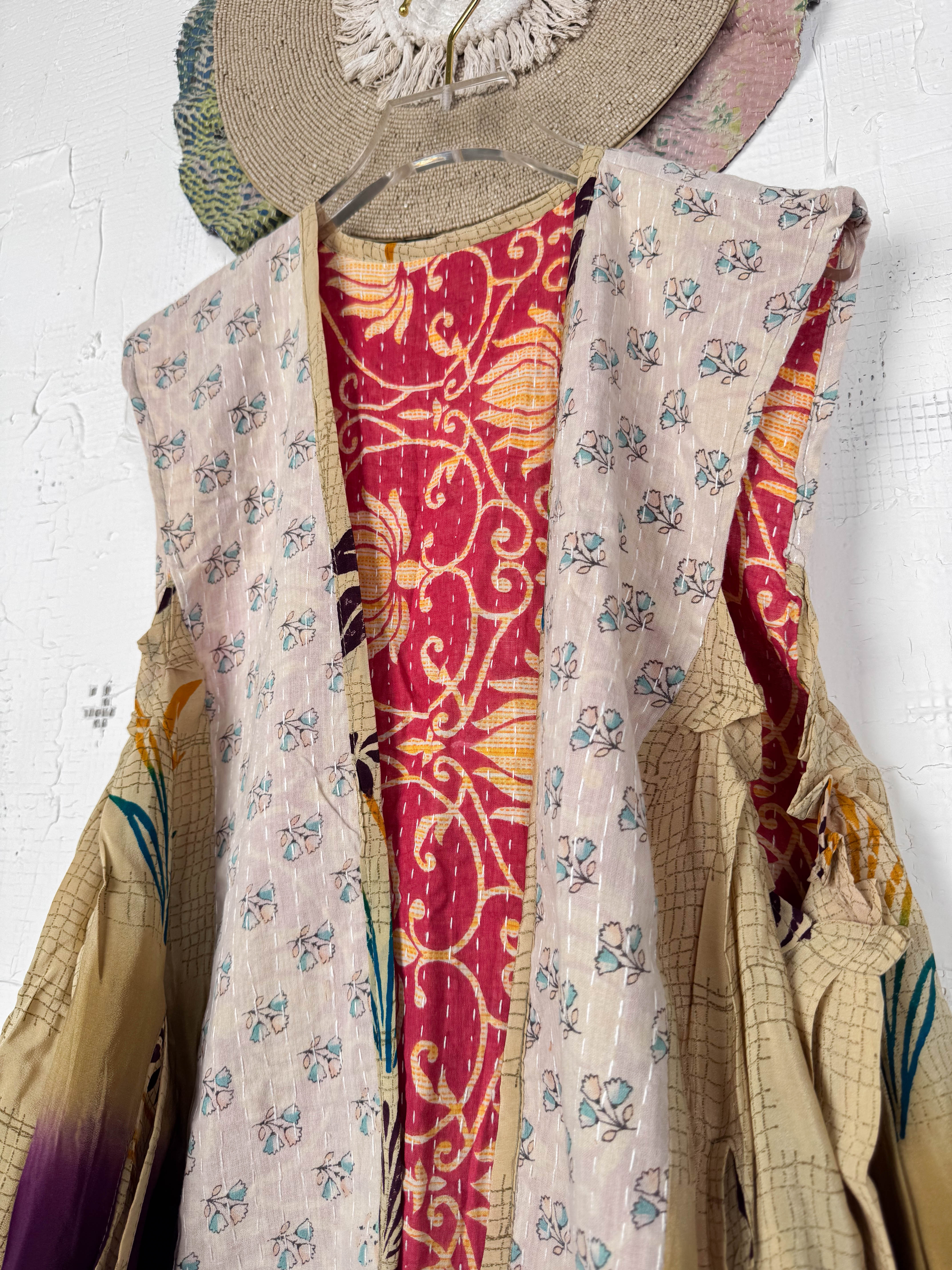 Silk kantha vest - Love Protect Sustain