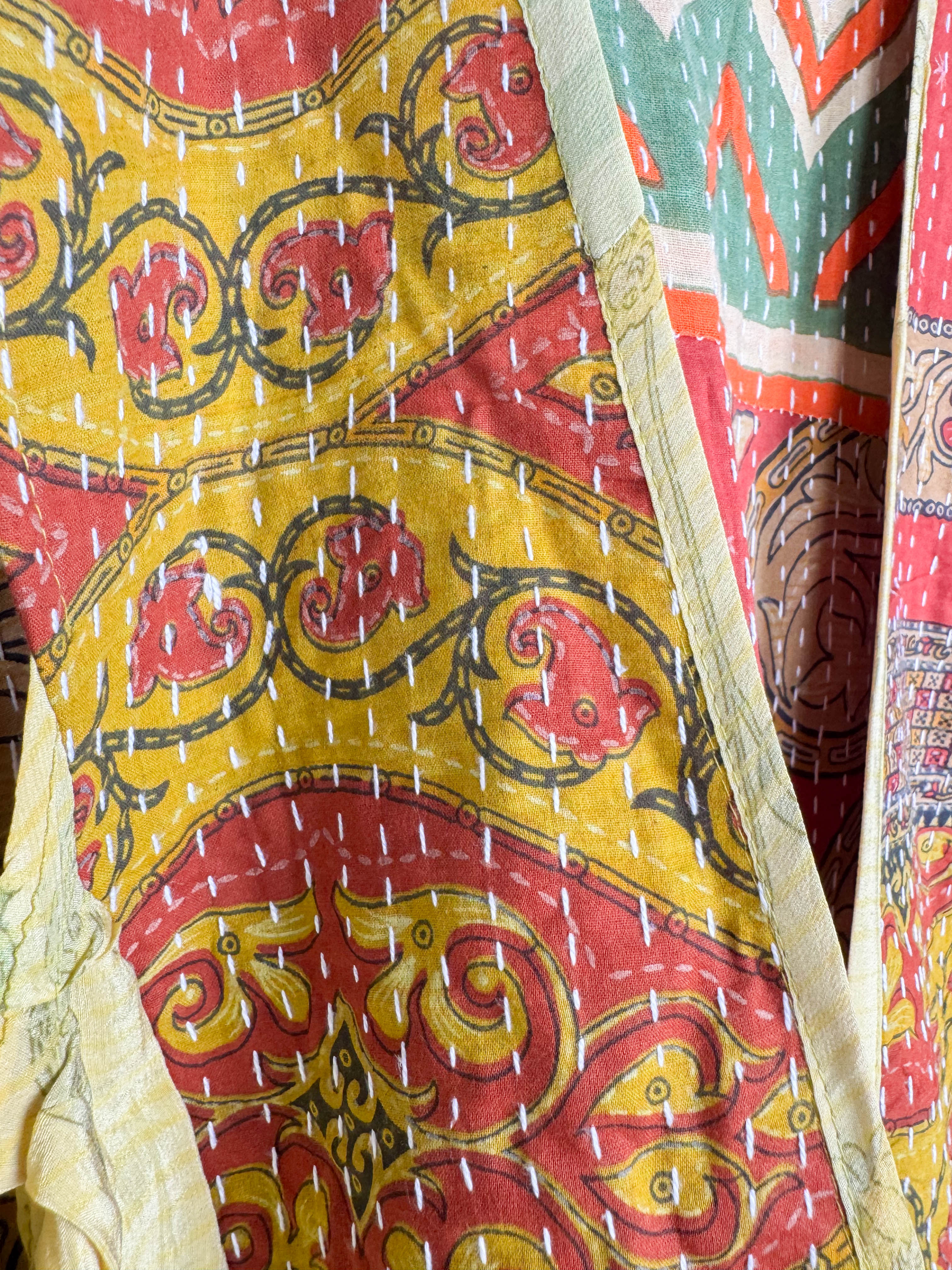 Silk top with kantha embroidery - Love Protect Sustain